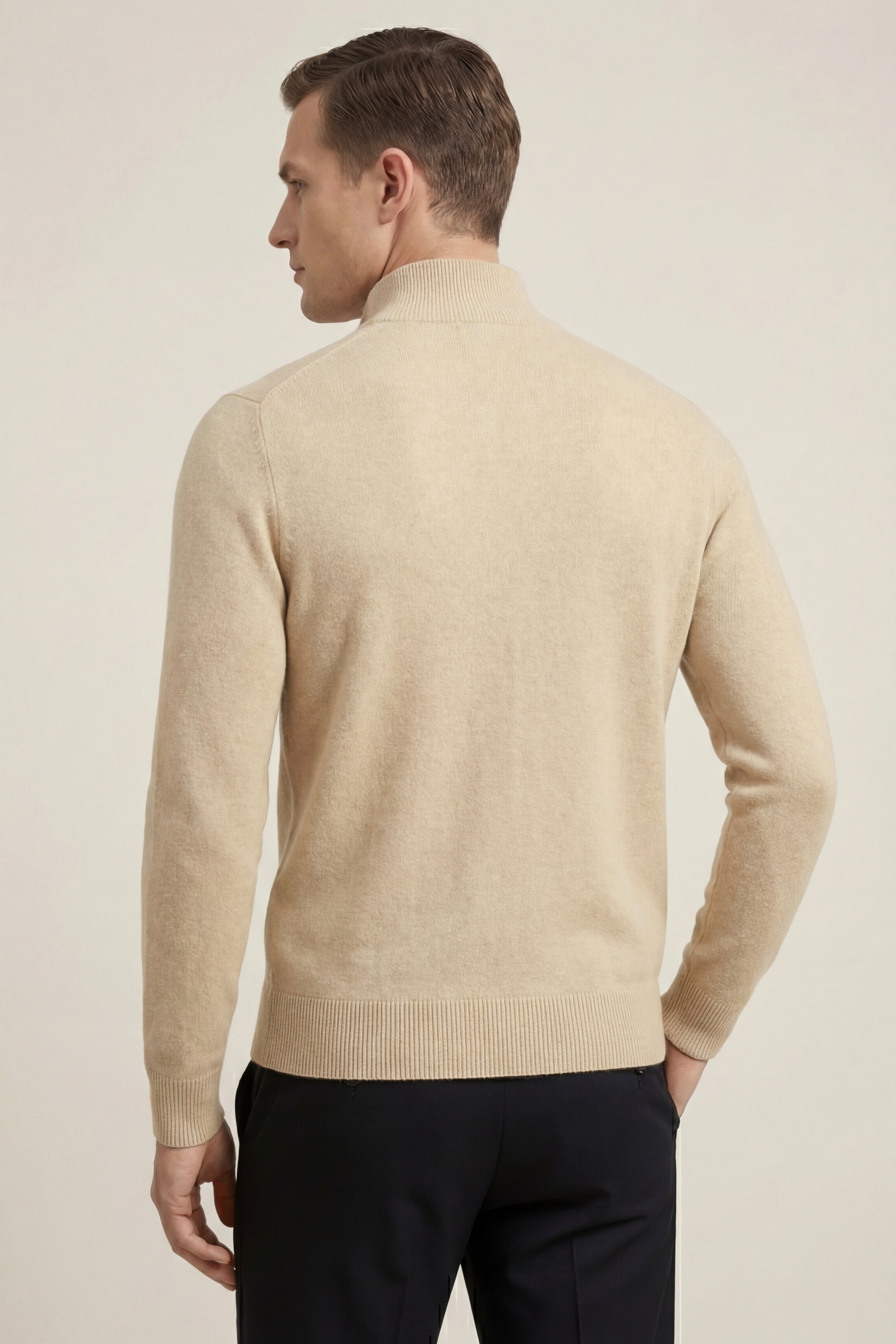 Cardigan reversibile in cashmere con zip Marciello Beige e Grigio