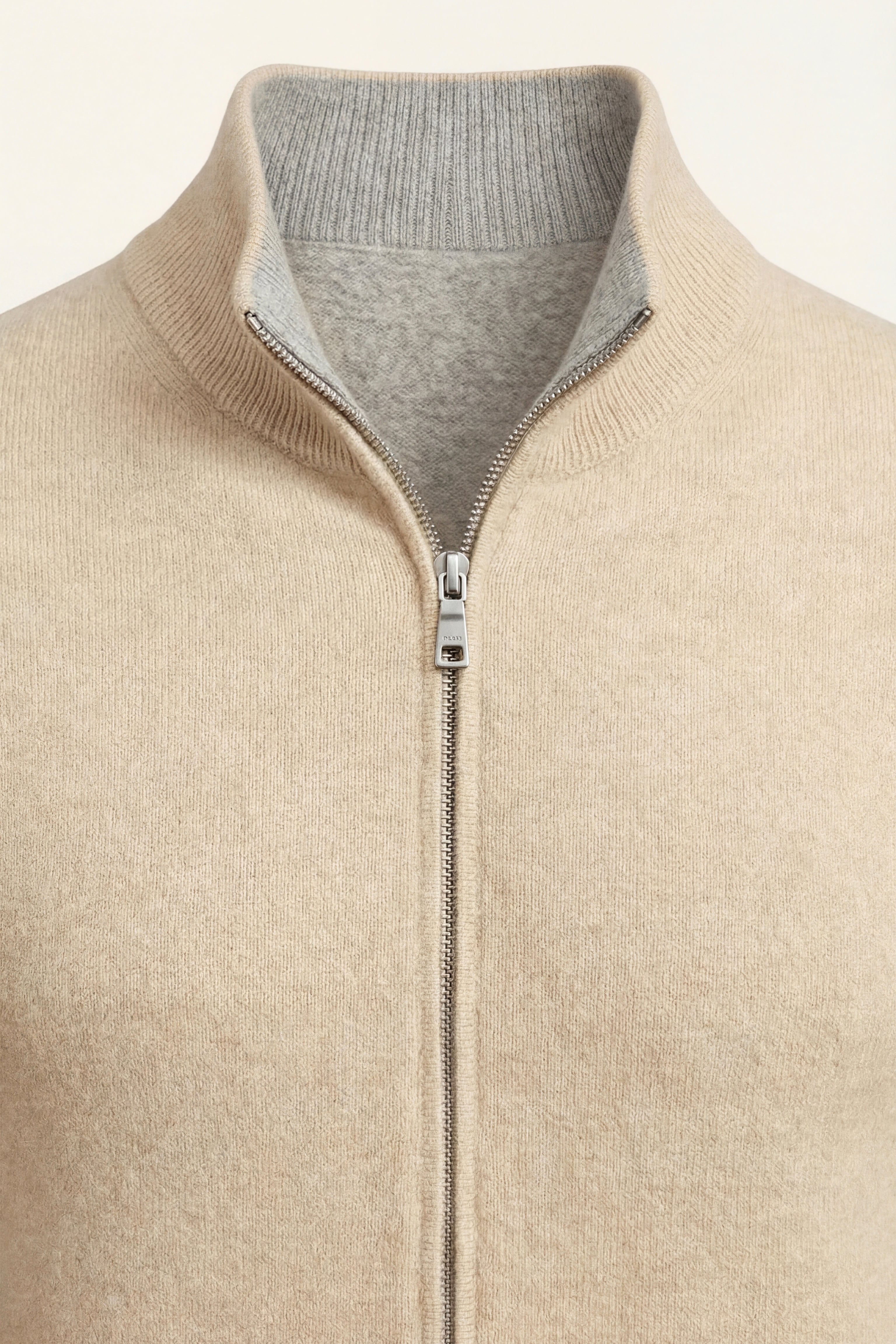 Cardigan reversibile in cashmere con zip Marciello Beige e Grigio