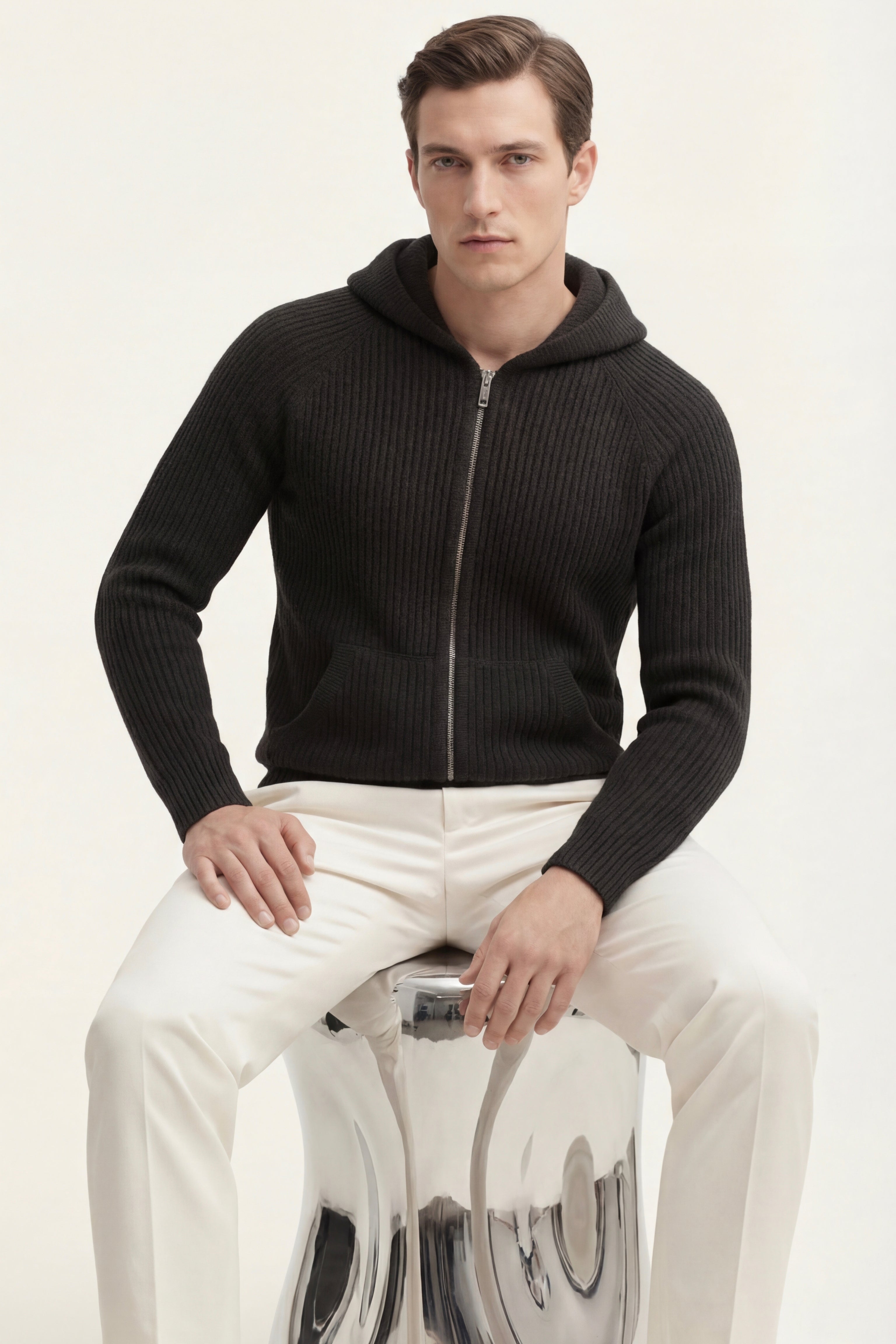 Felpa Sorrento in maglia con cappuccio nera