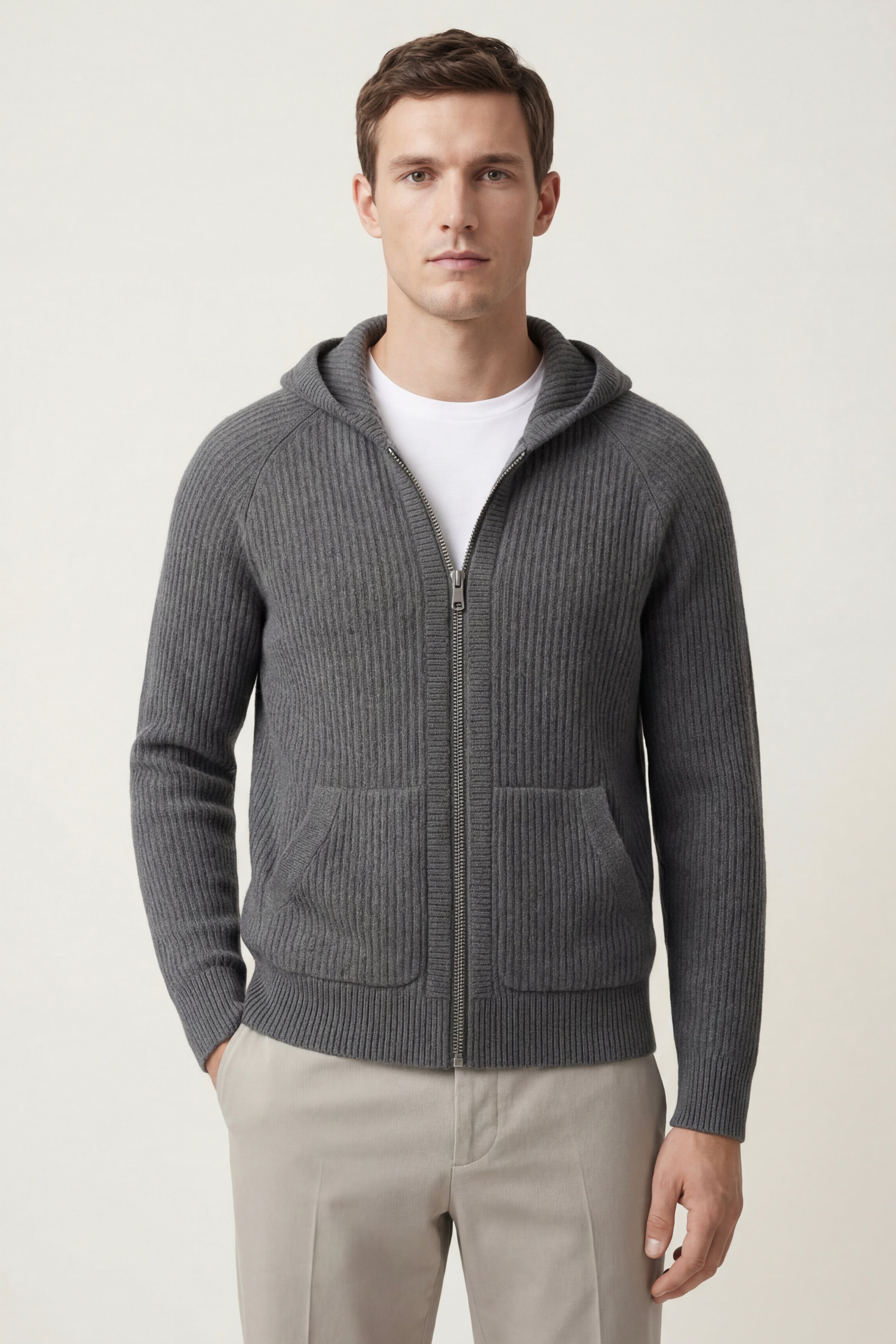 Felpa con cappuccio Sorrento in maglia grigio scuro