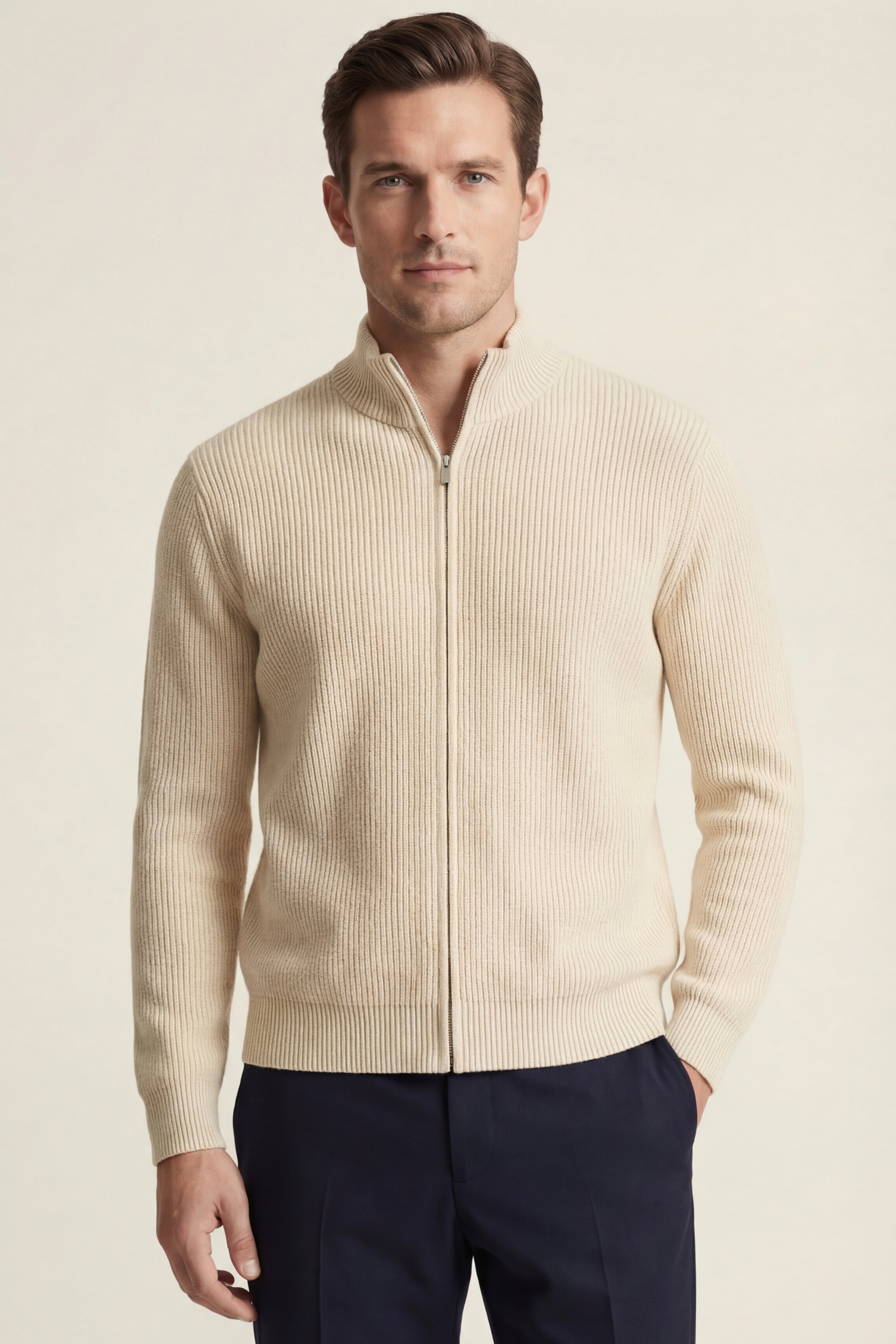 Cardigan Roma in cashmere color crema
