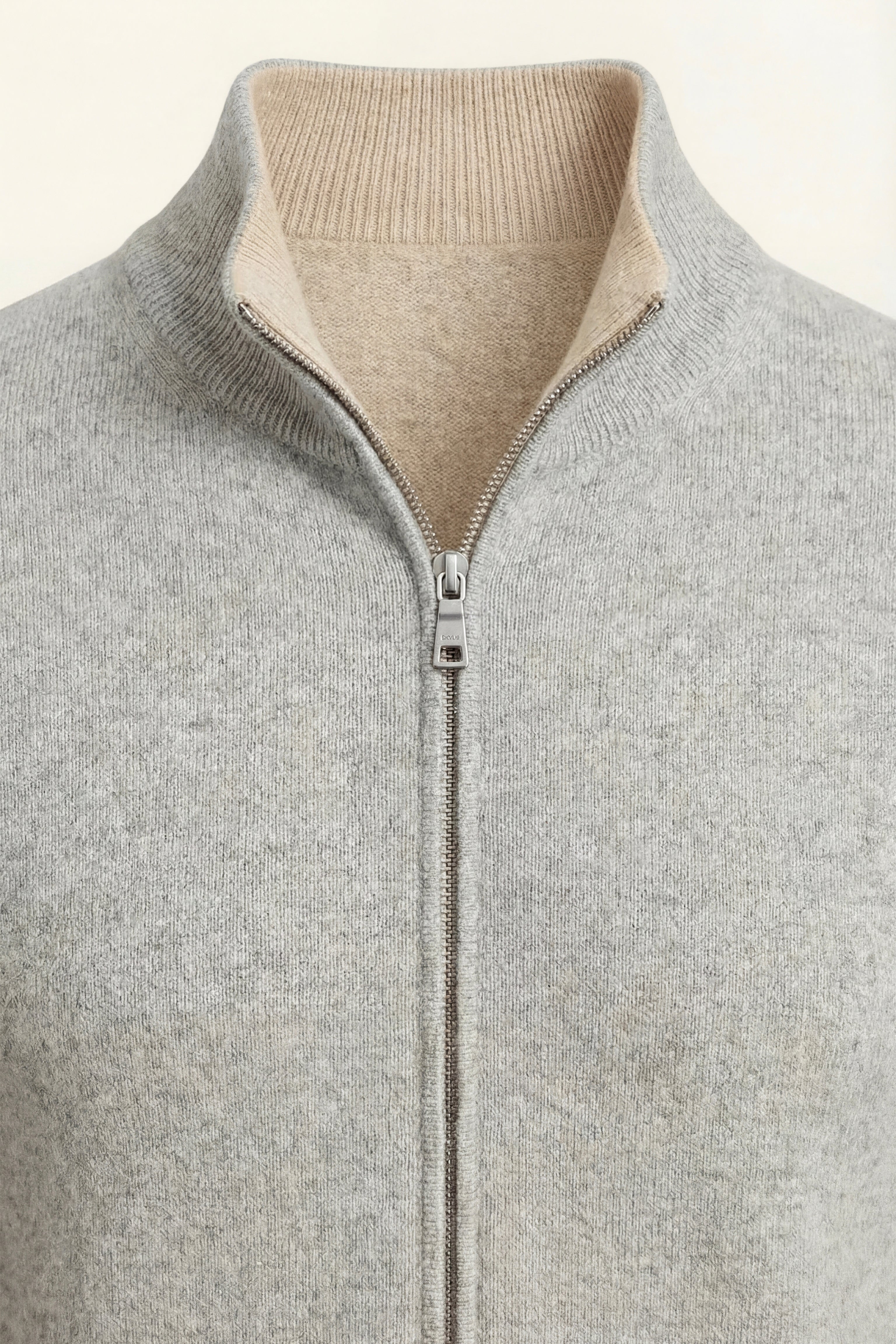 Cardigan reversibile in cashmere con zip Marciello Beige e Grigio