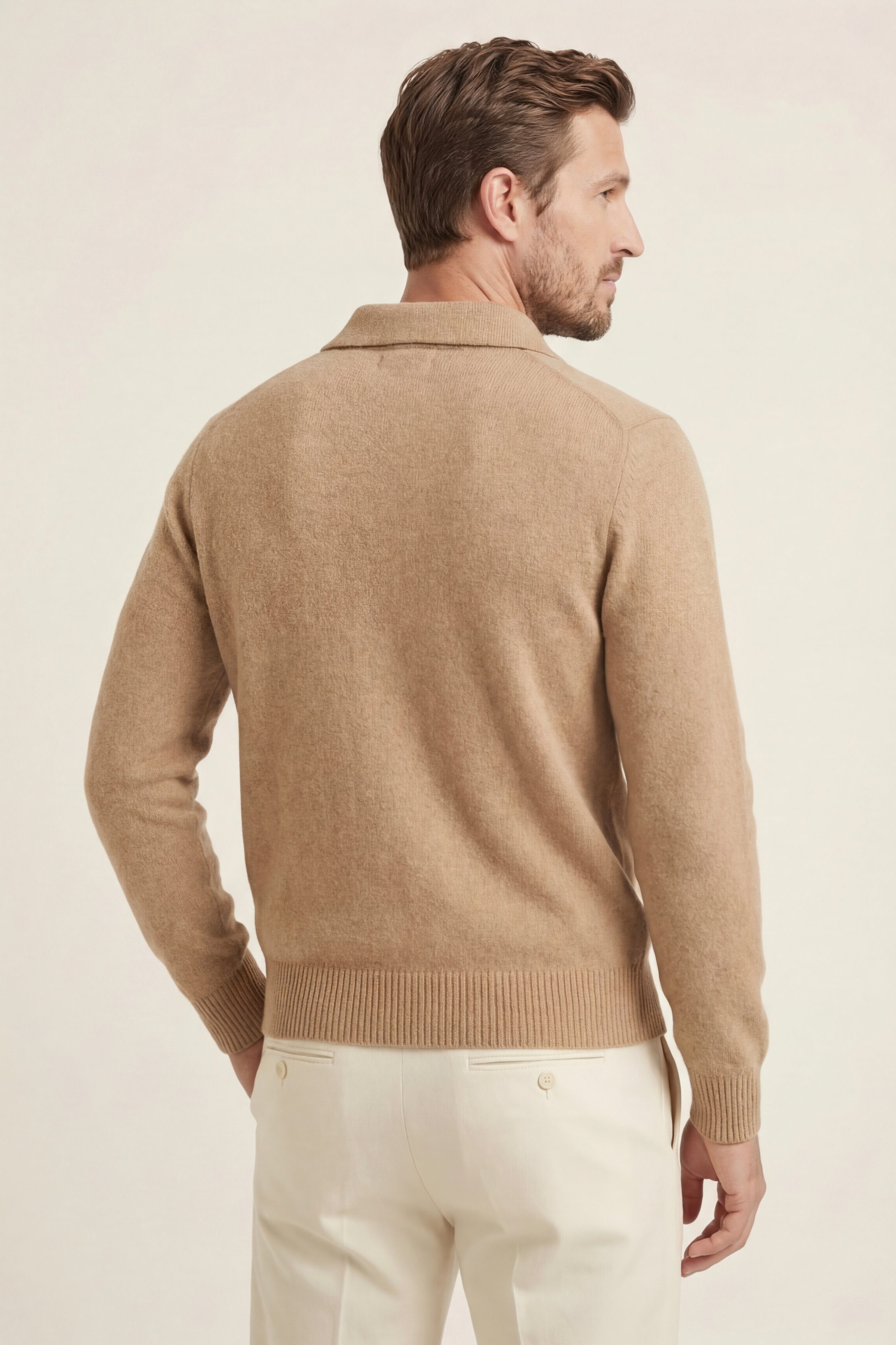 Marencio Cashmere Polo Maglia Marrone Chiaro