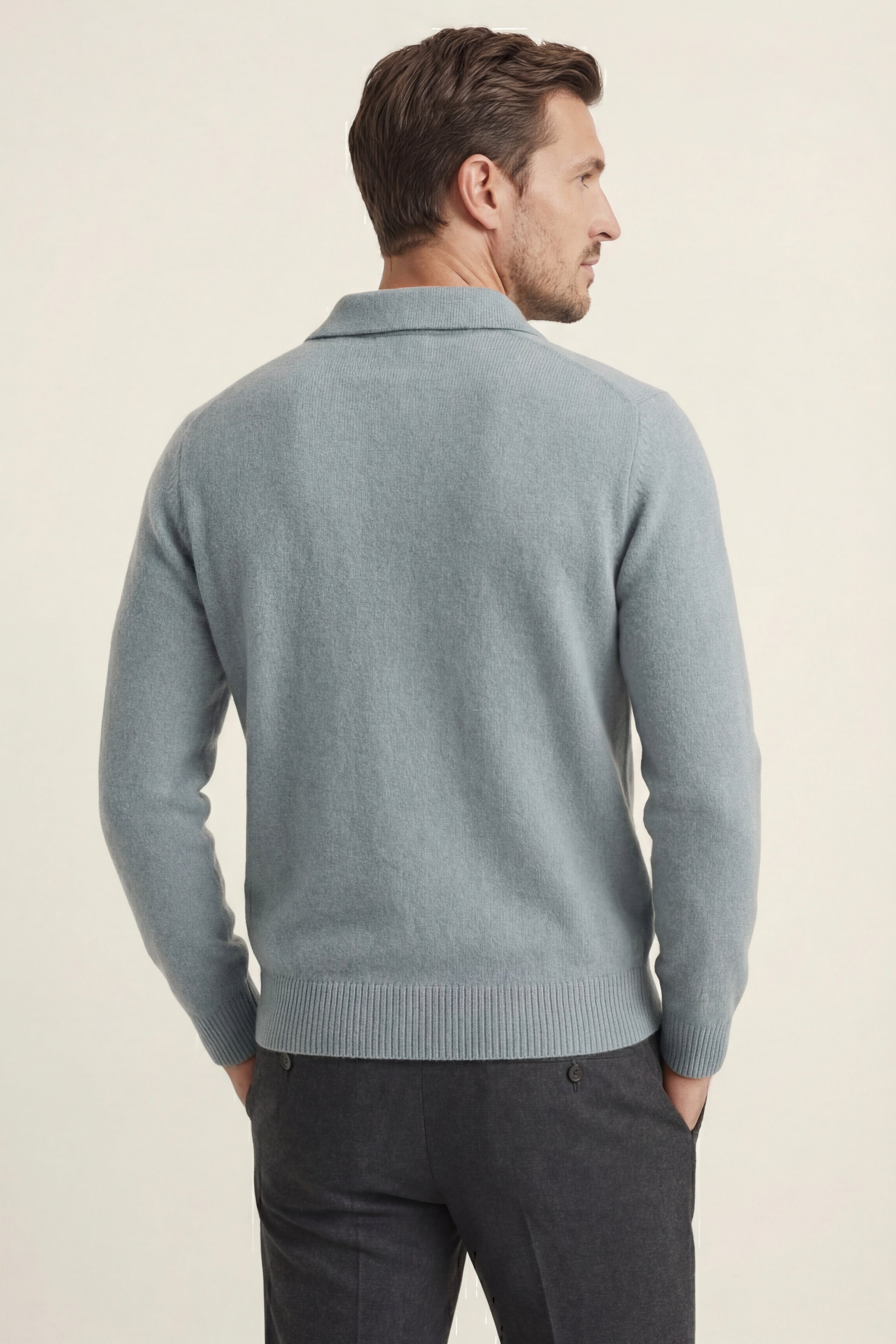 Marencio Cashmere Polo Maglia Azzurro