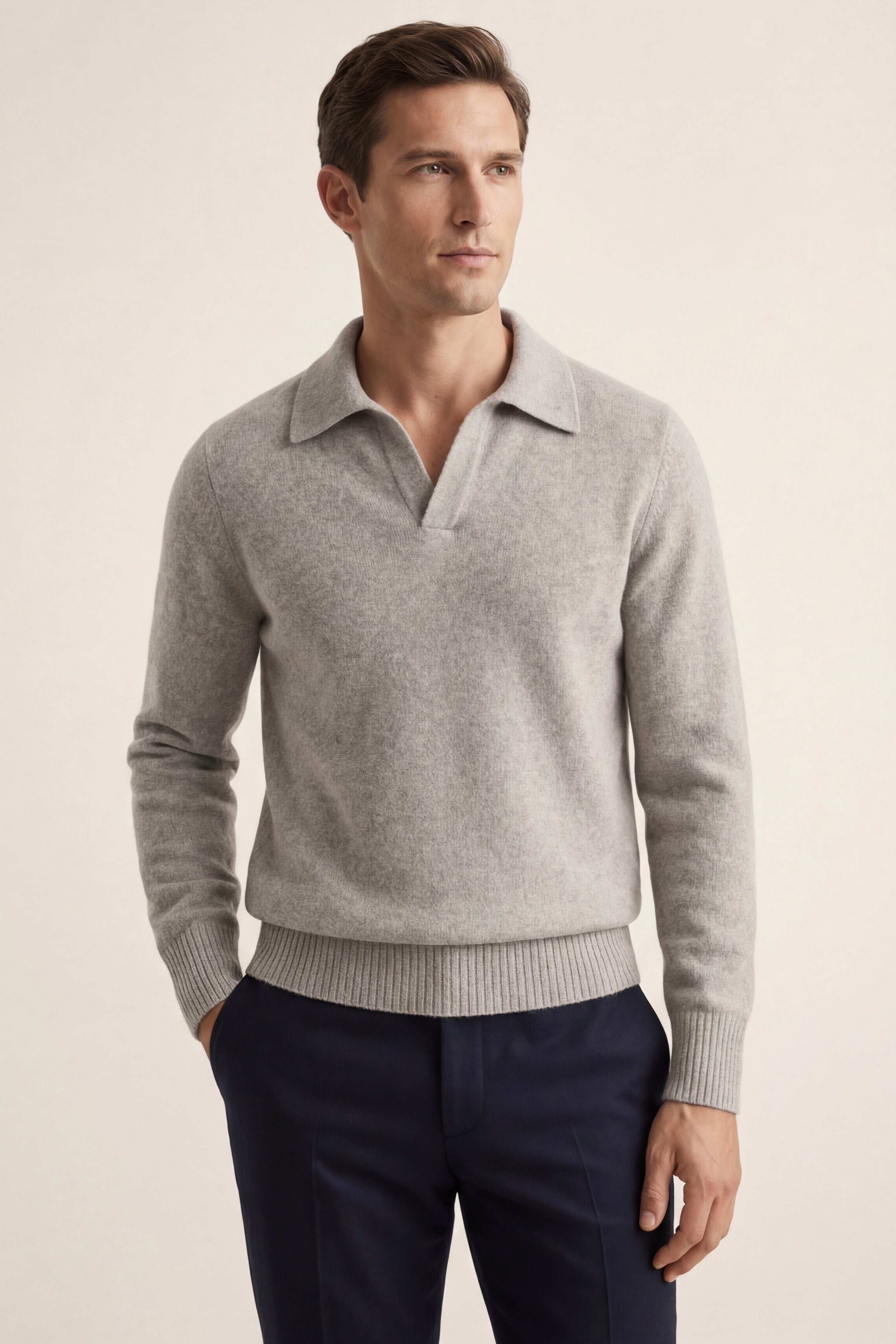 Marencio Cashmere Polo Maglia Grigio
