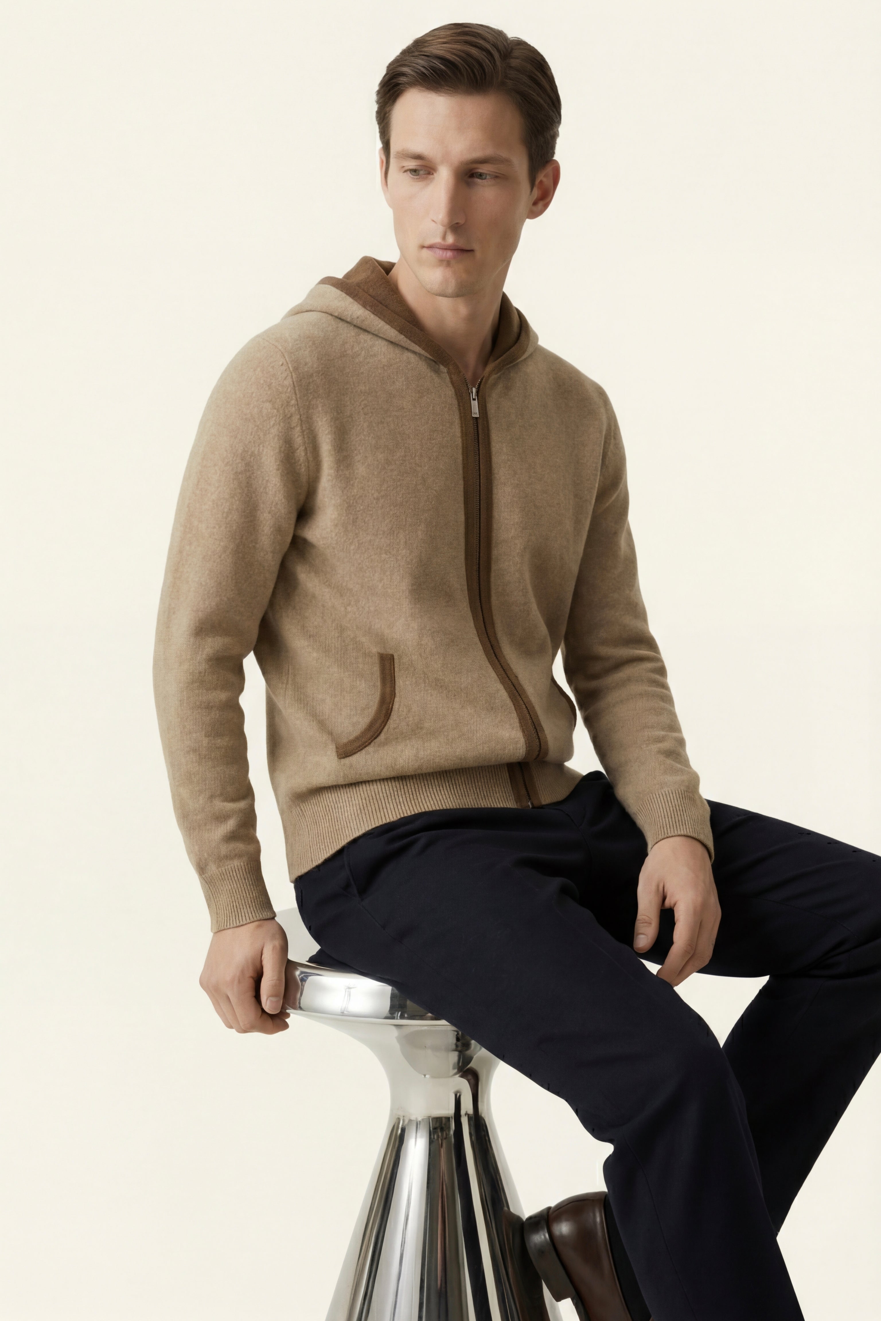 Cardigan con cappuccio Sorano marrone