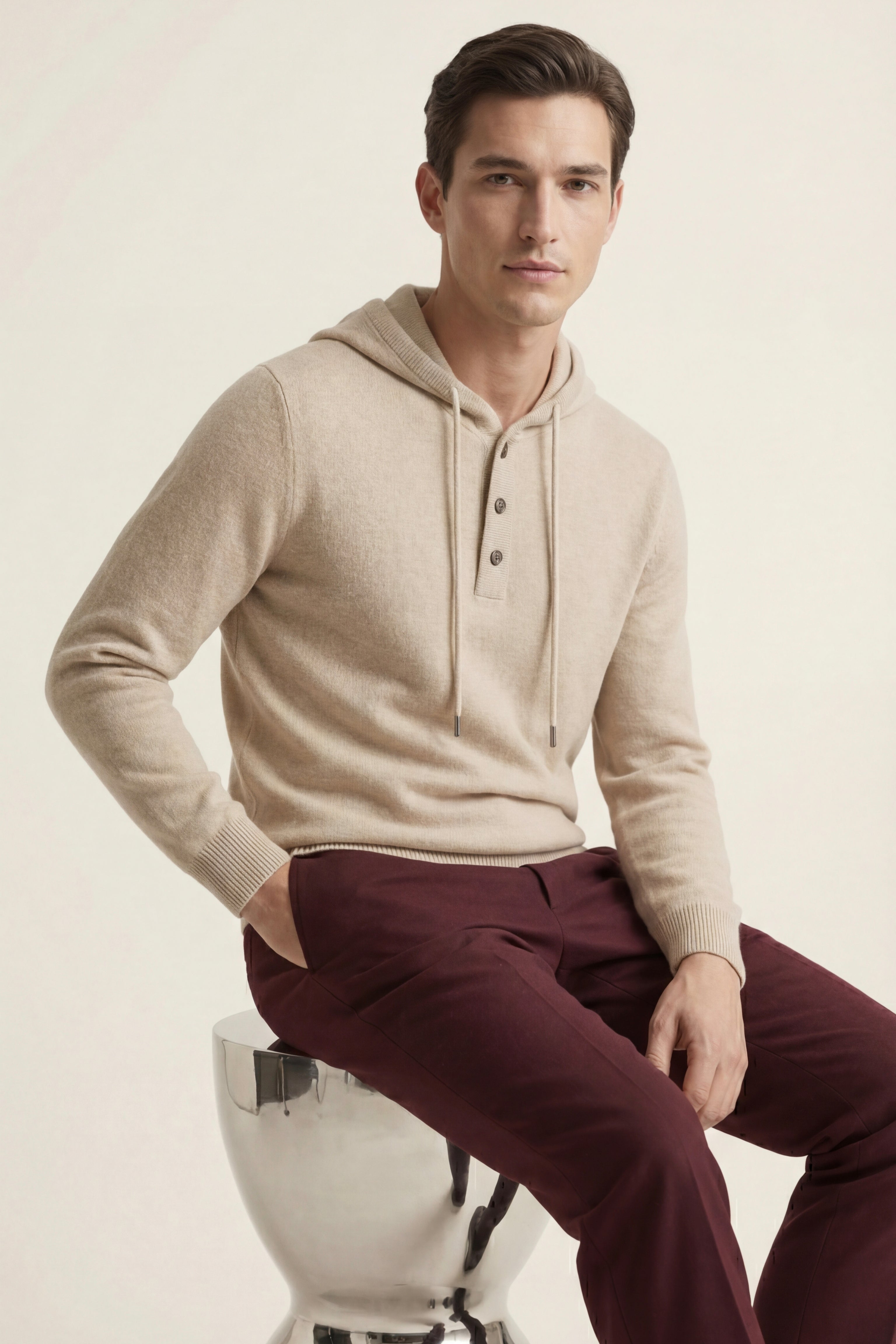 Taviano Maglia con Cappuccio Beige