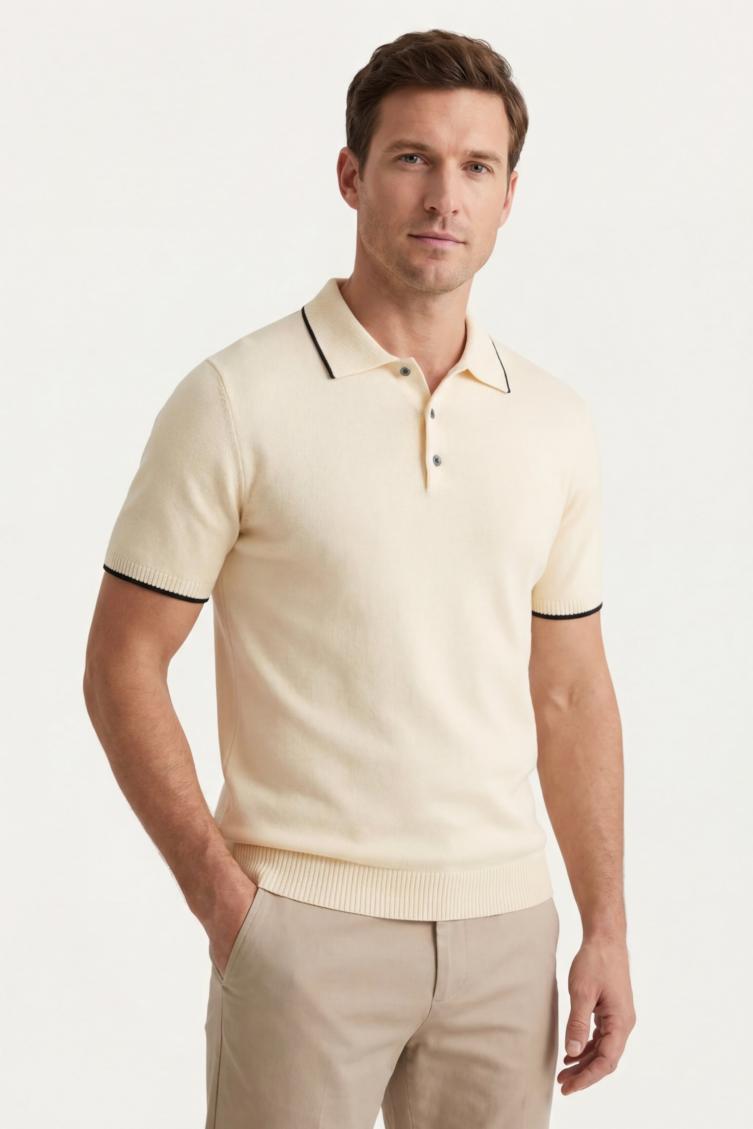 Polo in maglia merino Morino beige