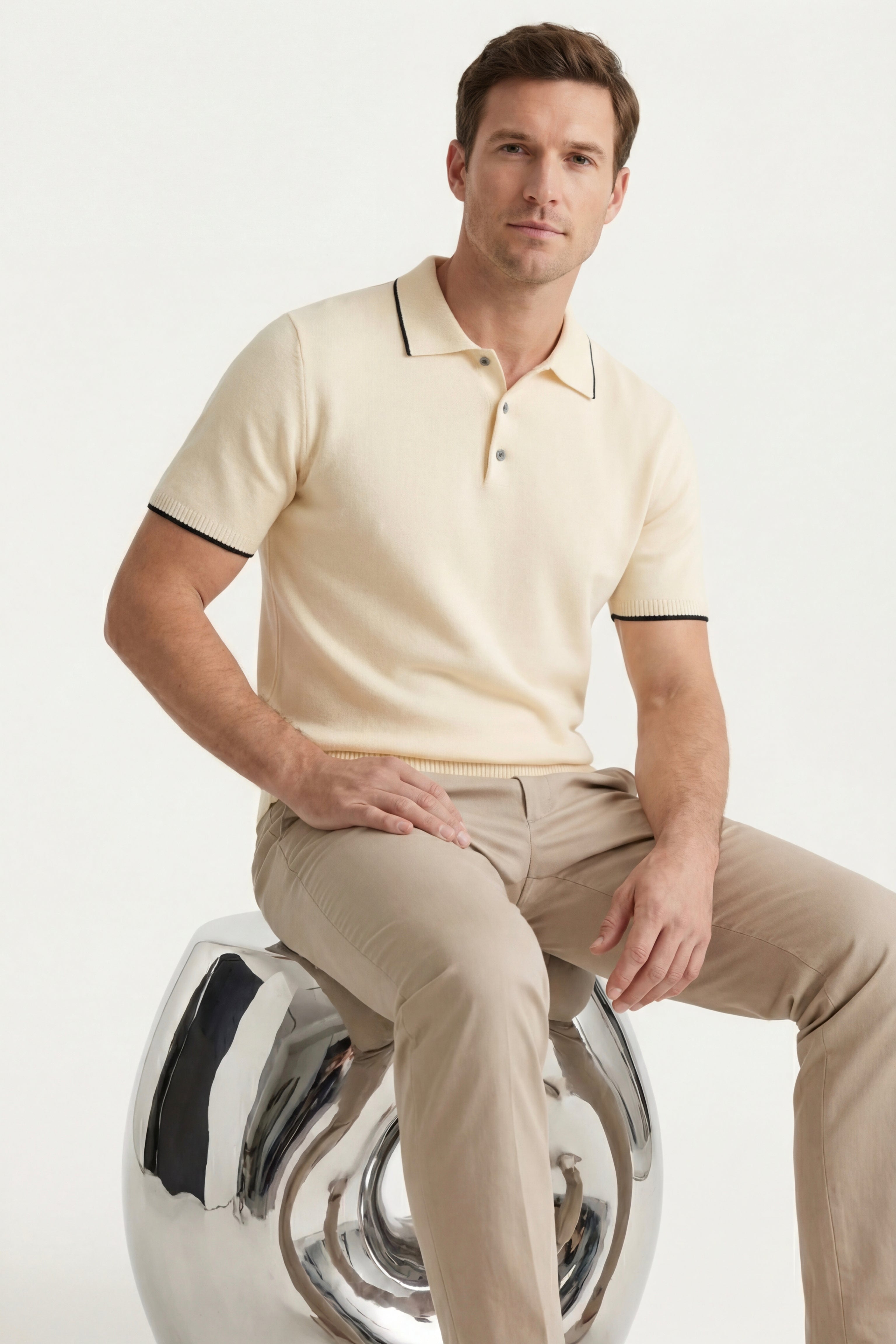 Polo in maglia merino Morino beige