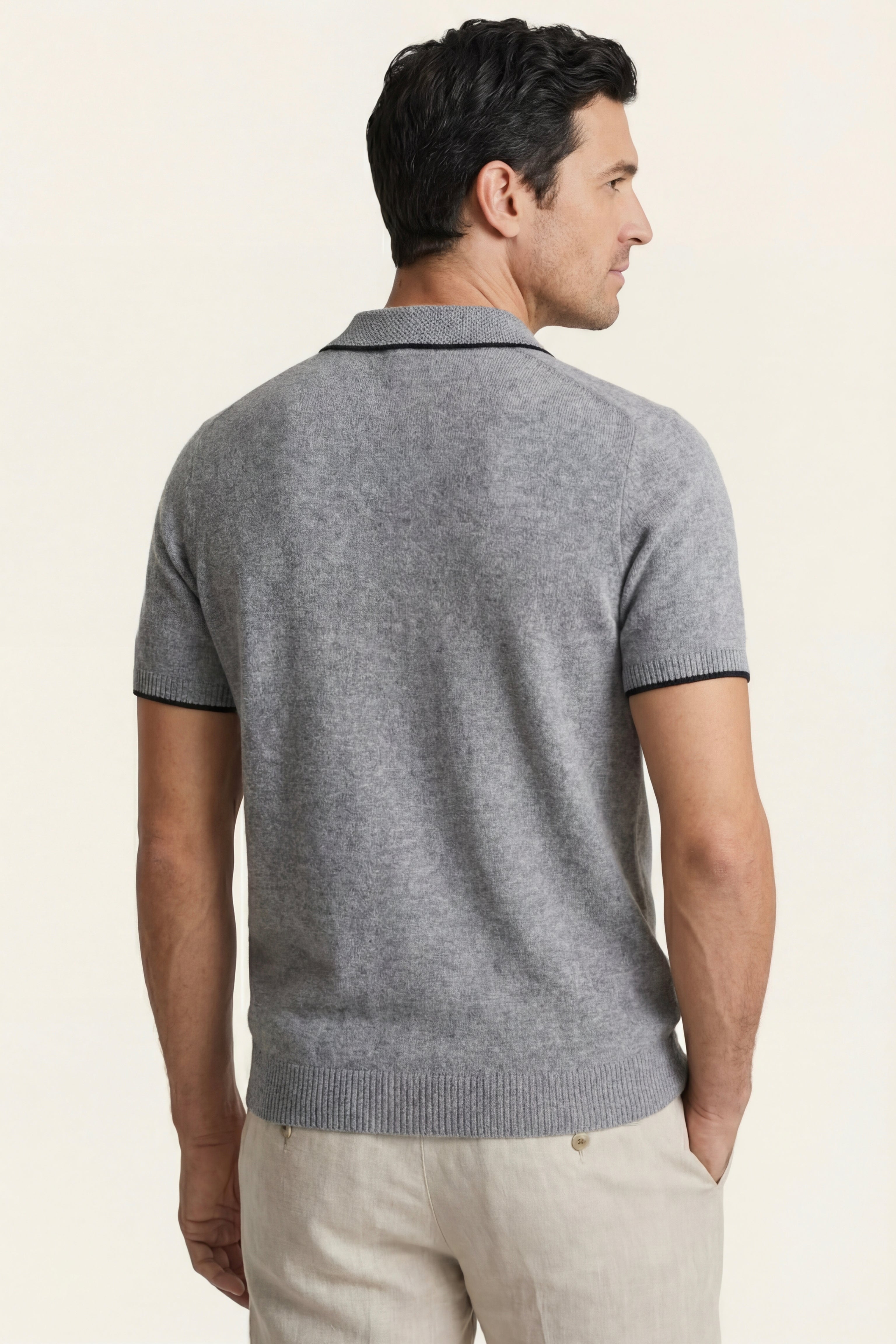 Polo in maglia Morino Merino grigia