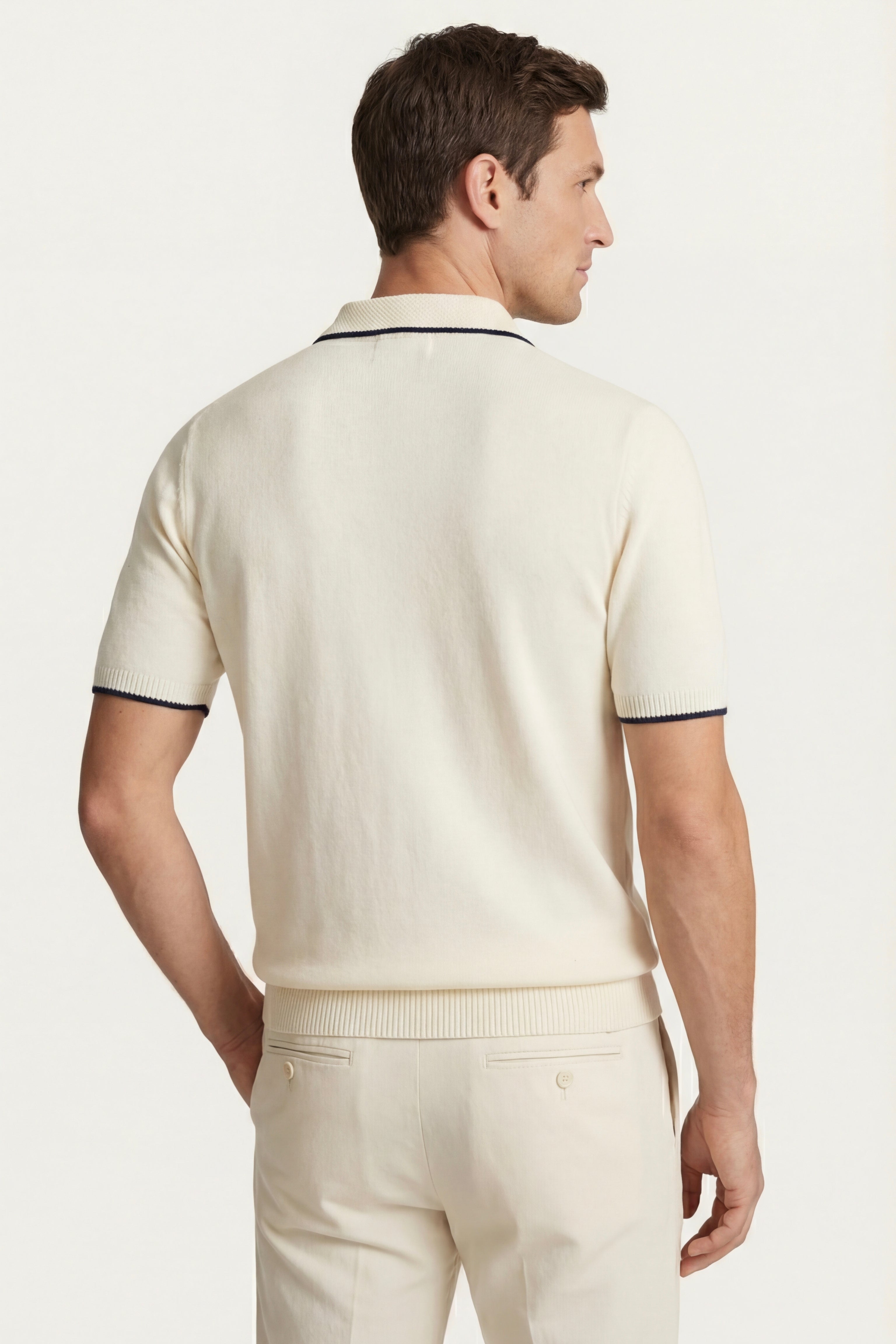 Polo Morino in Maglia Merino Bianca