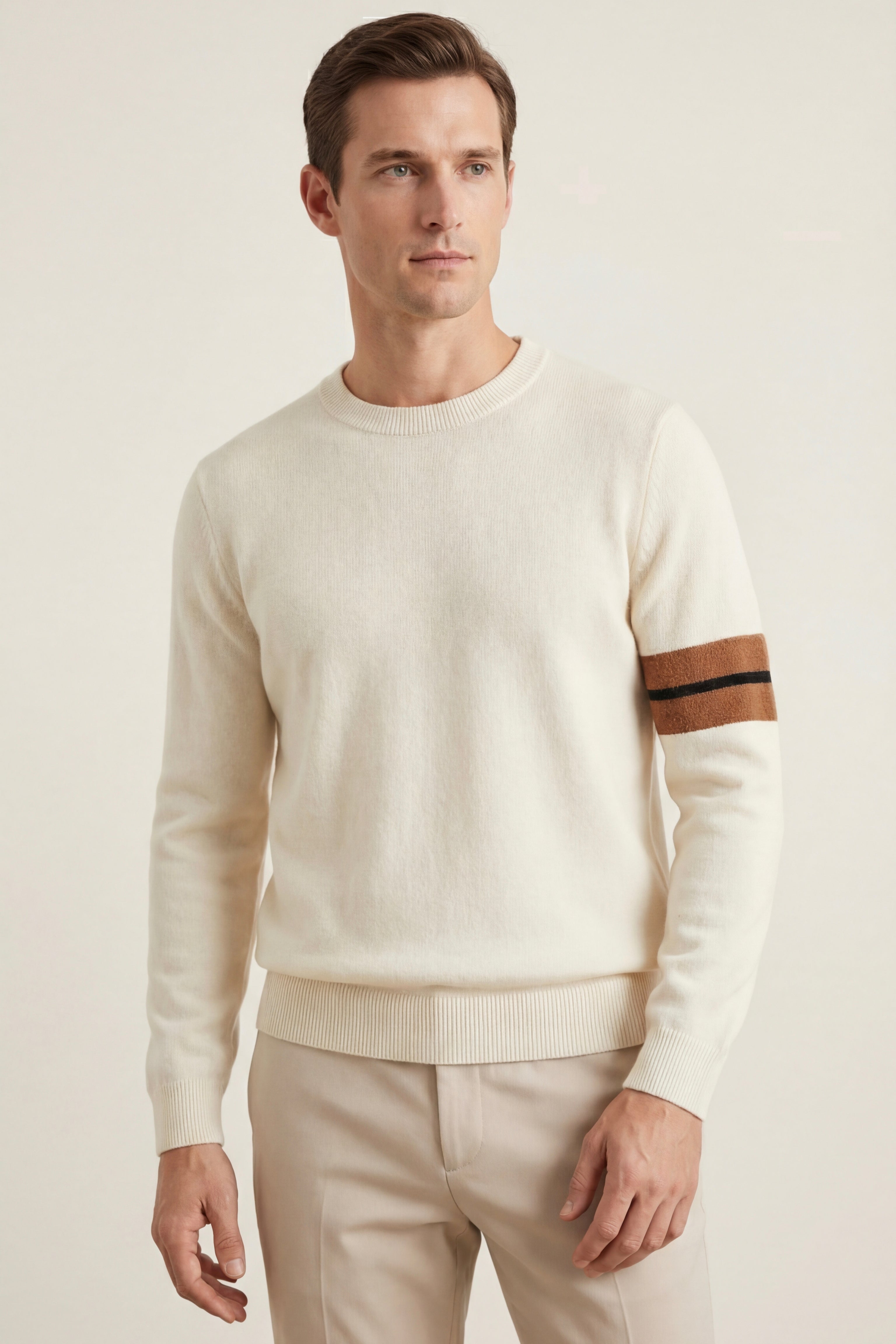 Valeno Maglione Girocollo in Cashmere Bianco