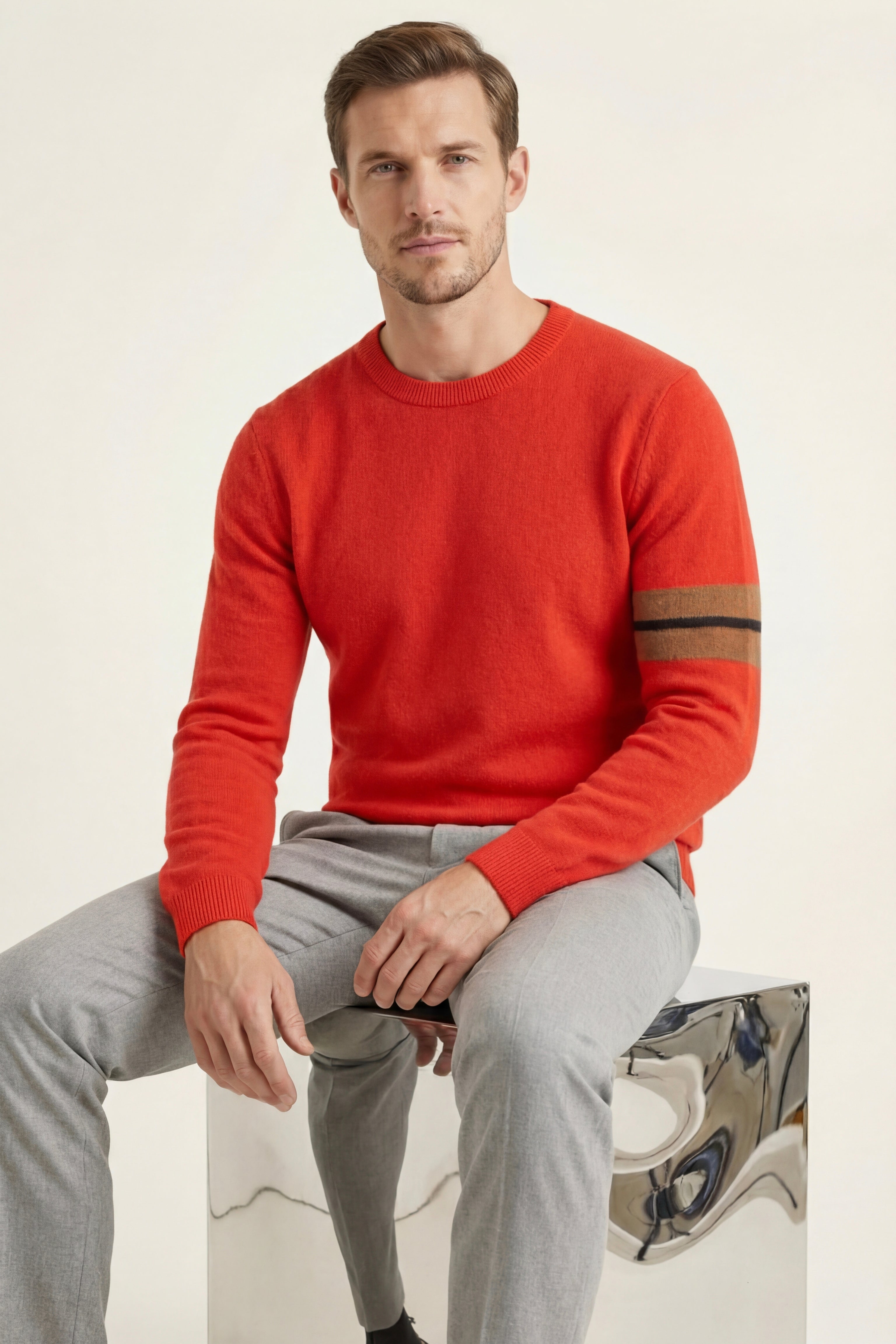 Valeno Maglione Girocollo in Cashmere Rosso