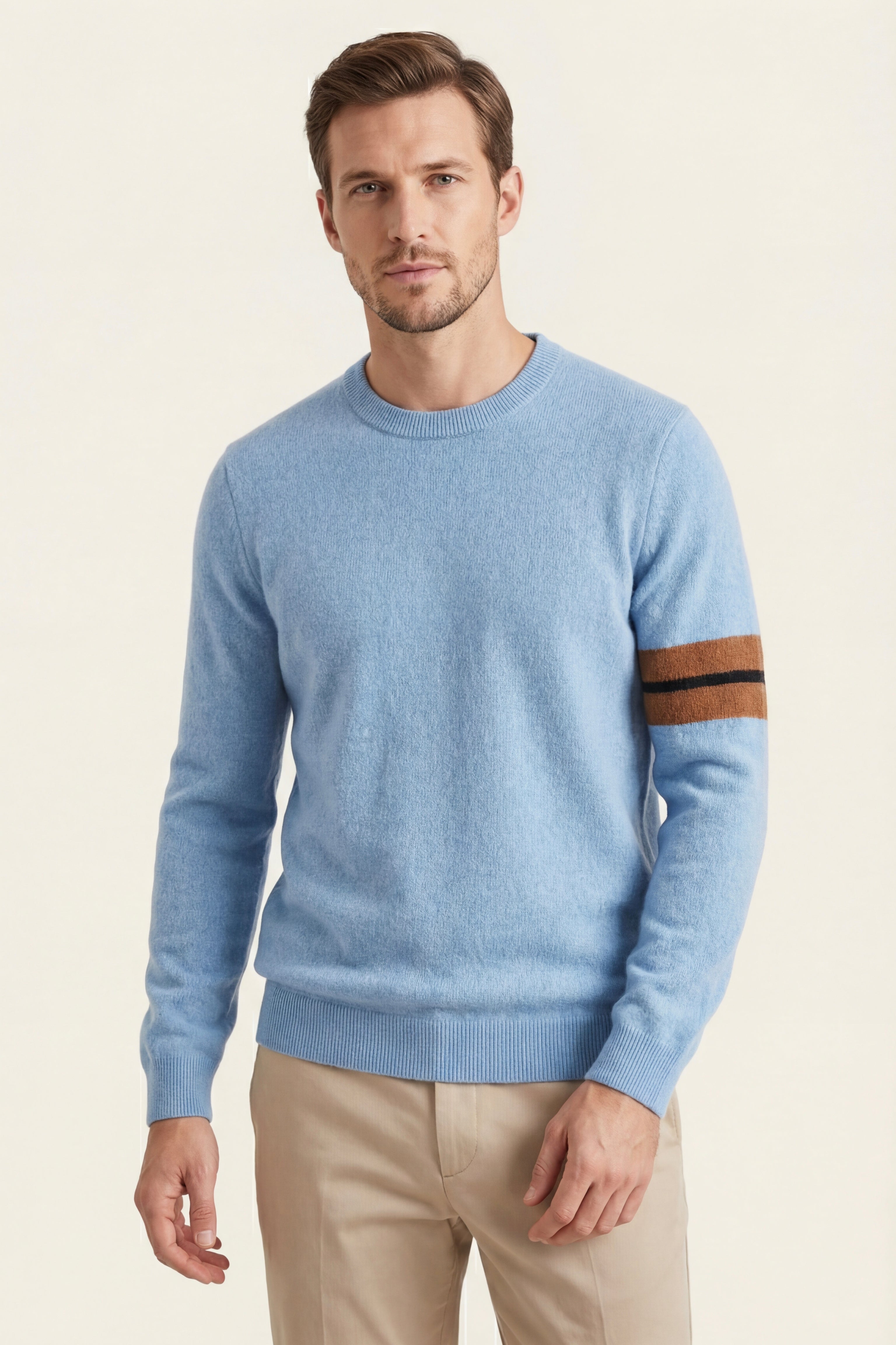 Maglione girocollo Valeno in cashmere azzurro cielo