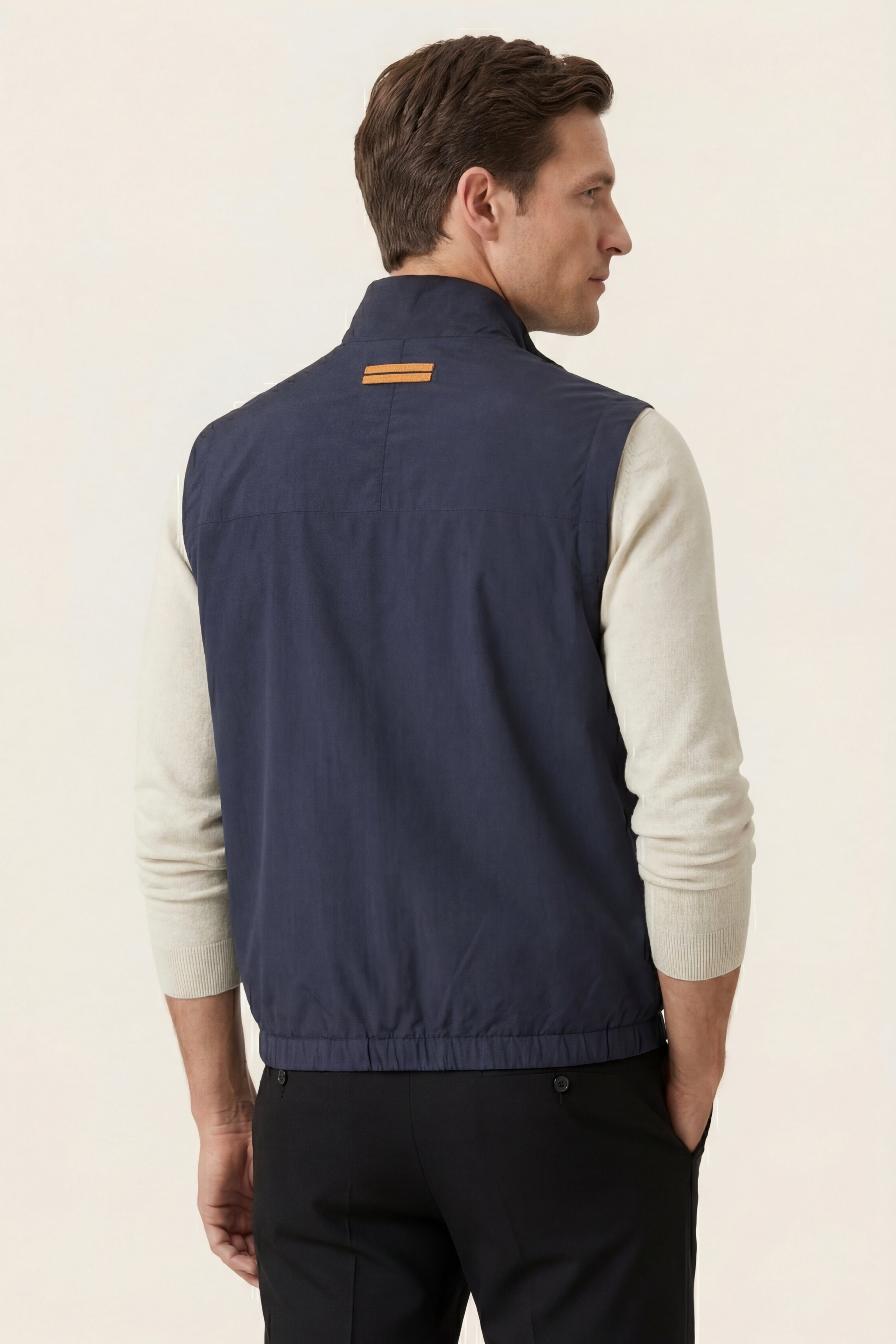 Valeno Gilet con Cerniera e Collo Alto Blu Scuro