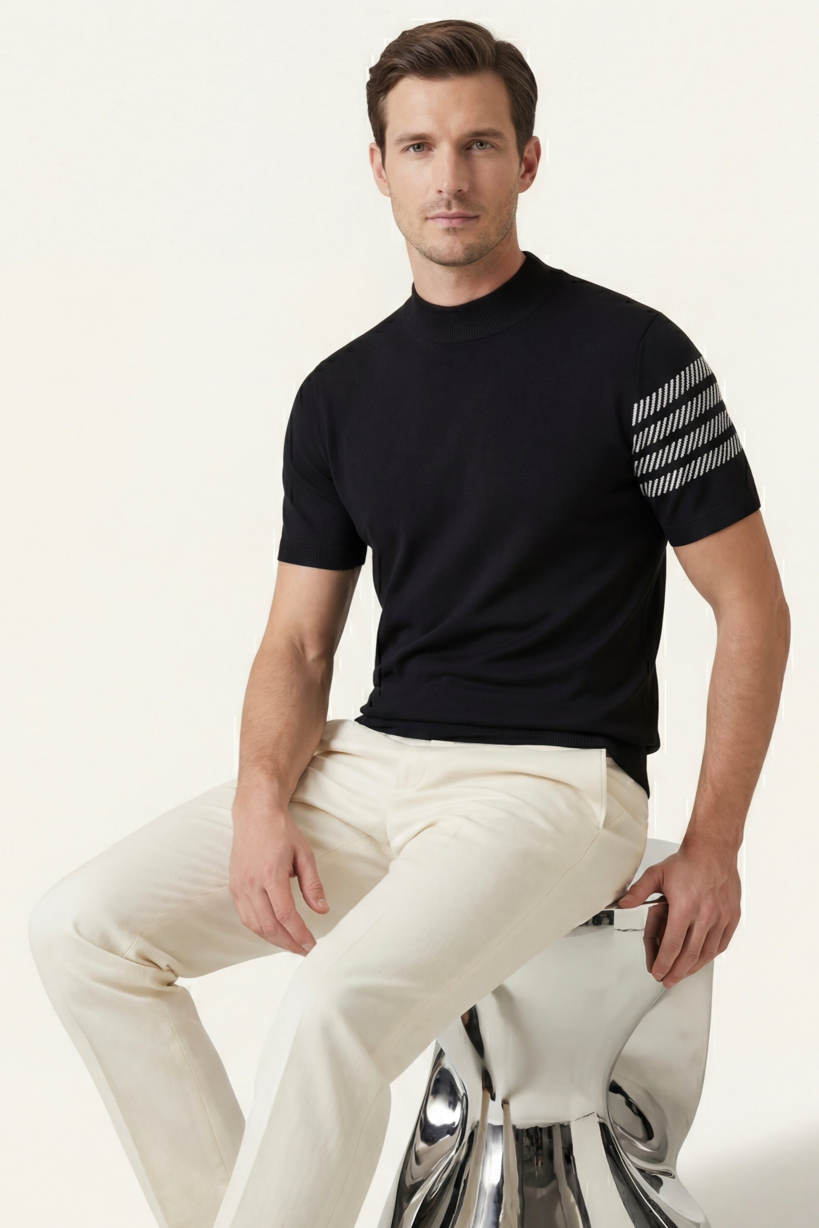 T-shirt Viterbo in cotone mercerizzato nera