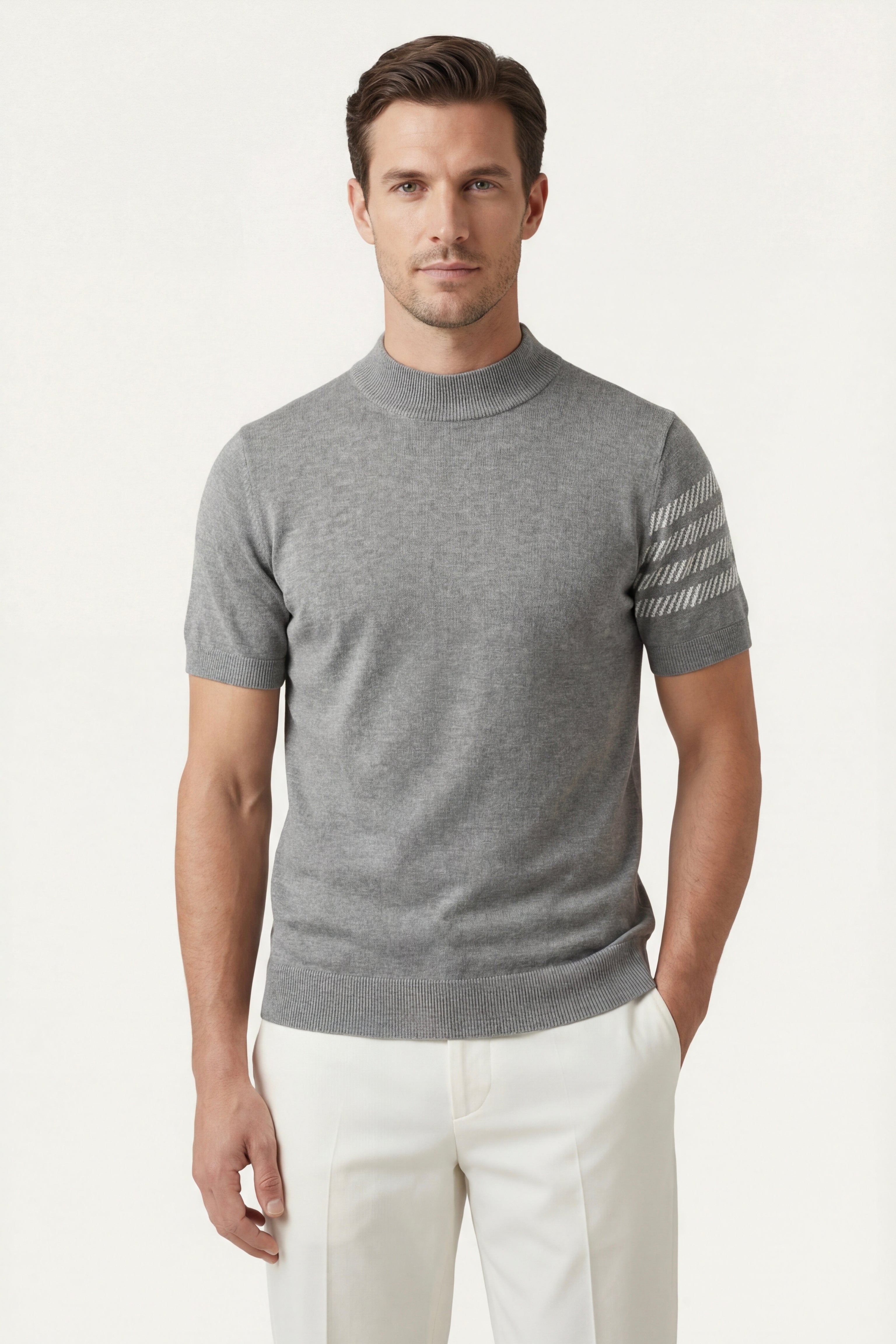 Viterbo T-shirt in Cotone Mercerizzato Grigio Chiaro