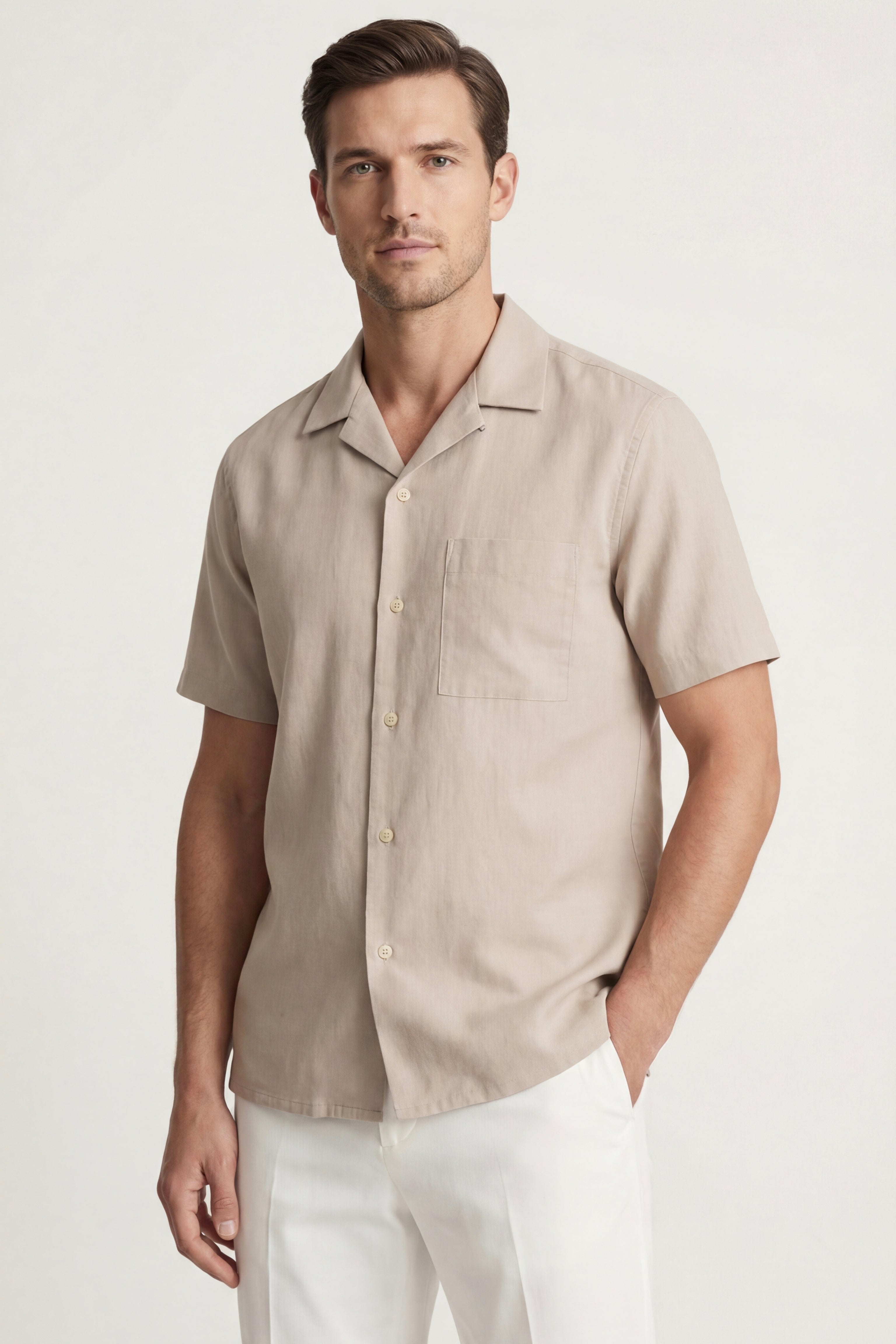 Camicia Ancona Lino Cotone Beige