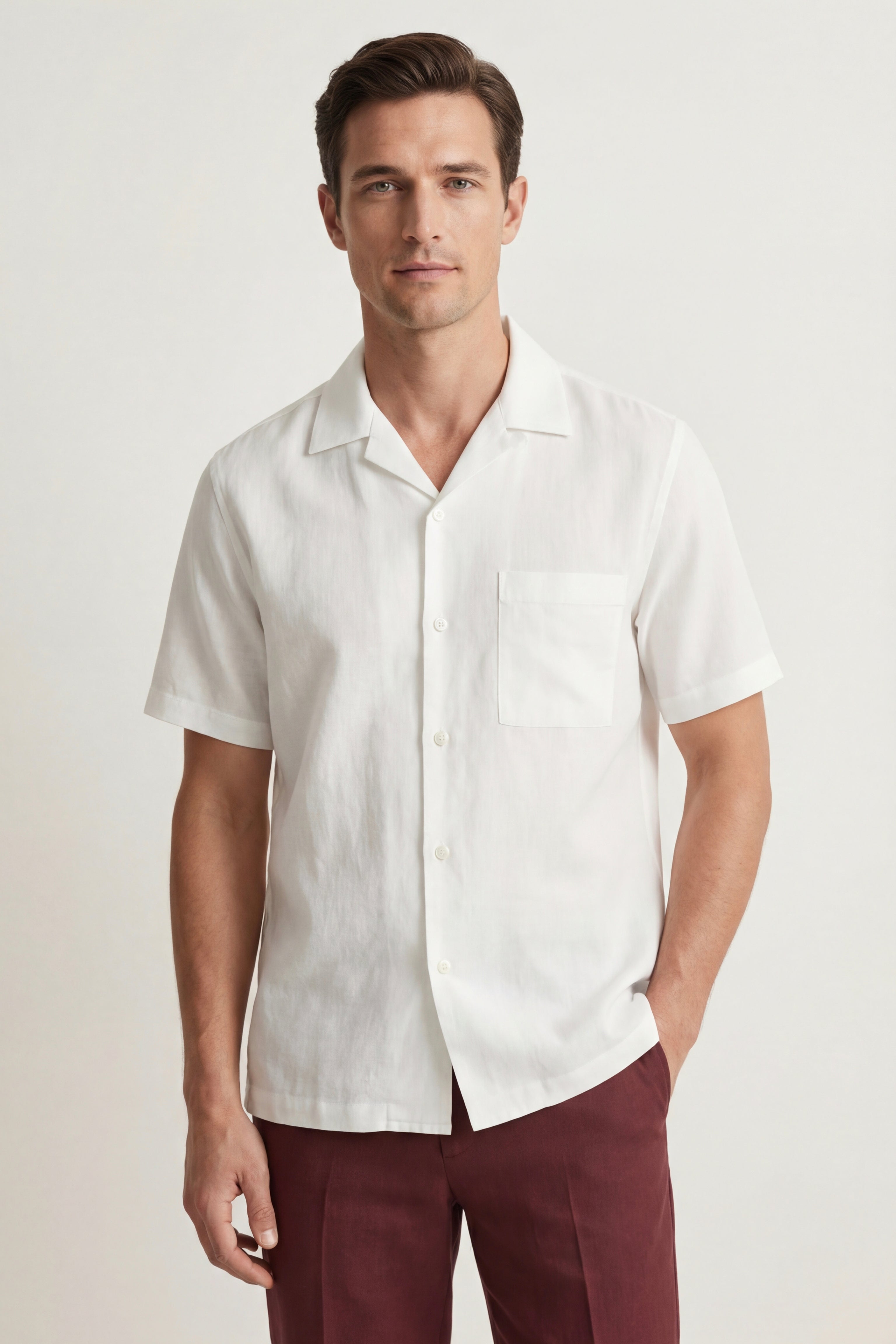 Ancona Linen Cotton Shirt White