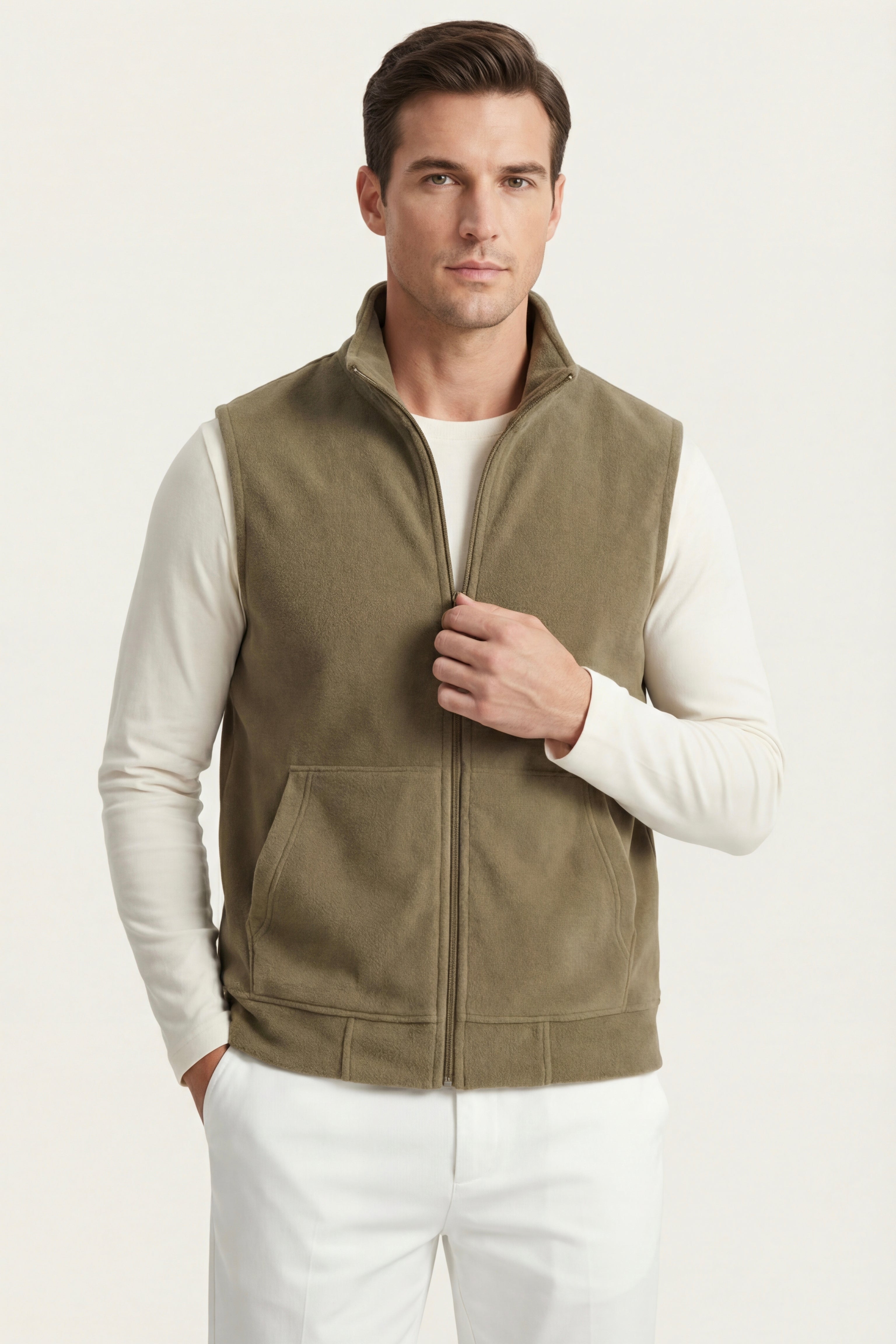 Gilet in pile Bormio Zip Kaki
