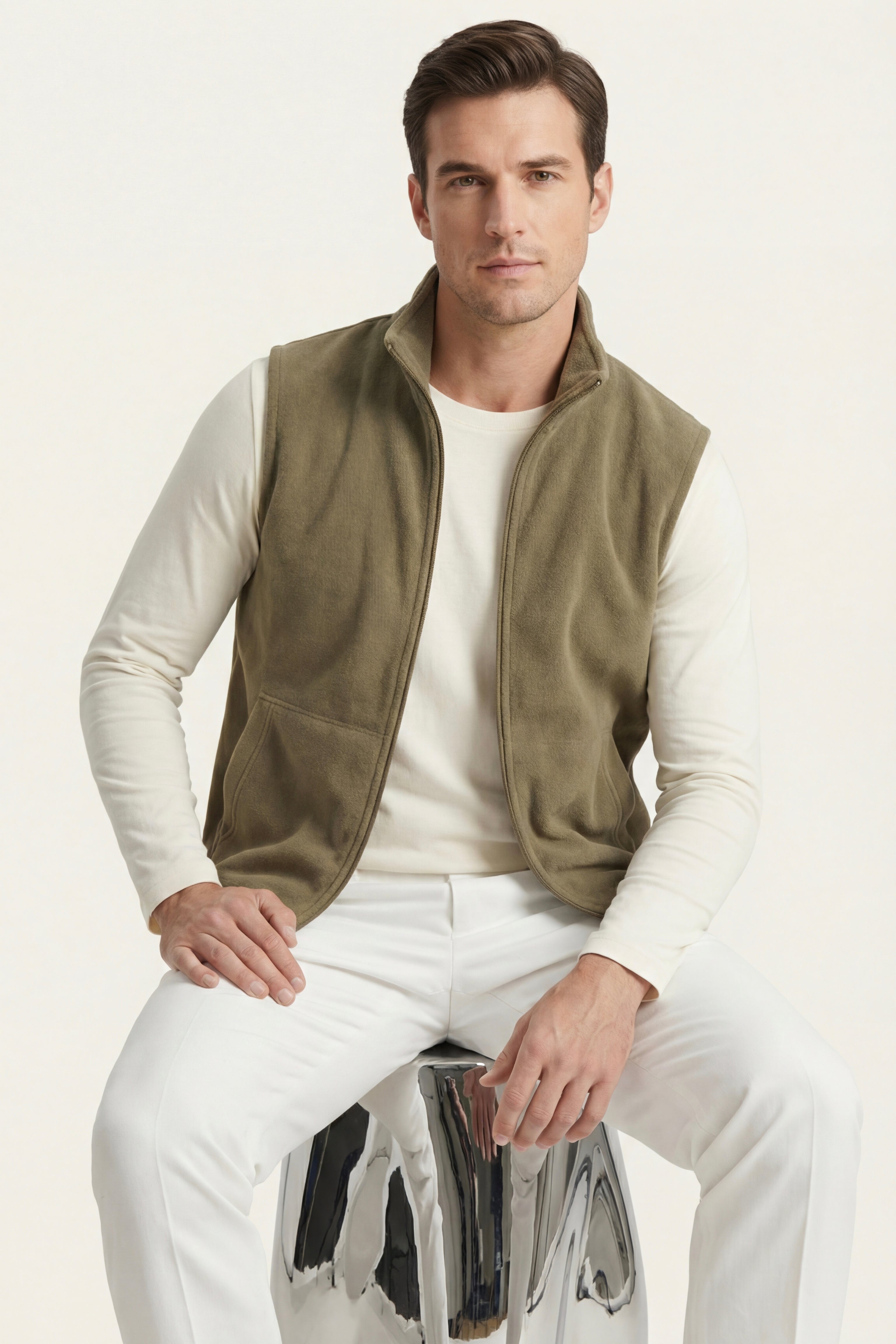 Gilet in pile Bormio Zip Kaki