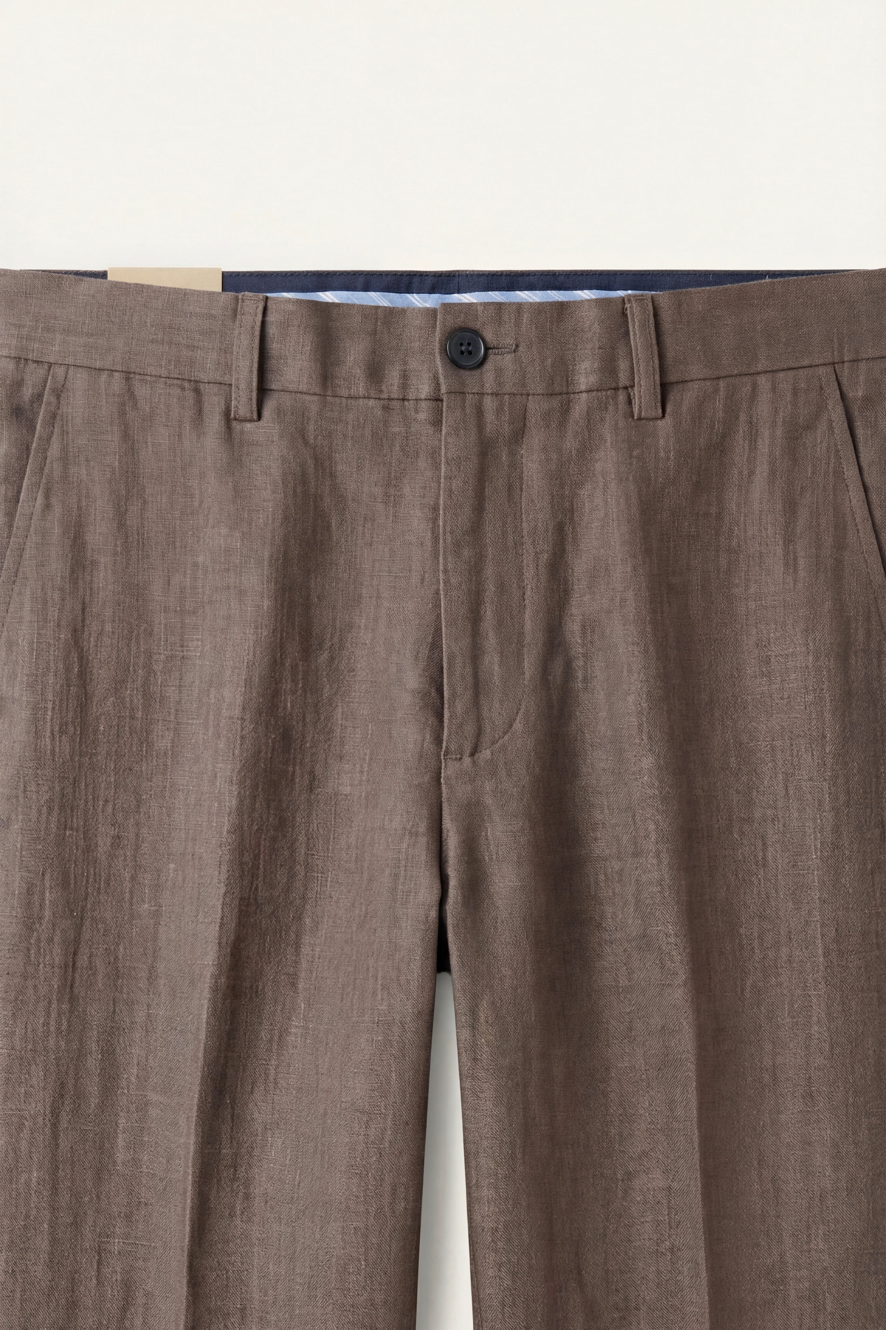 Pantaloni dritti in lino Cortona color tortora