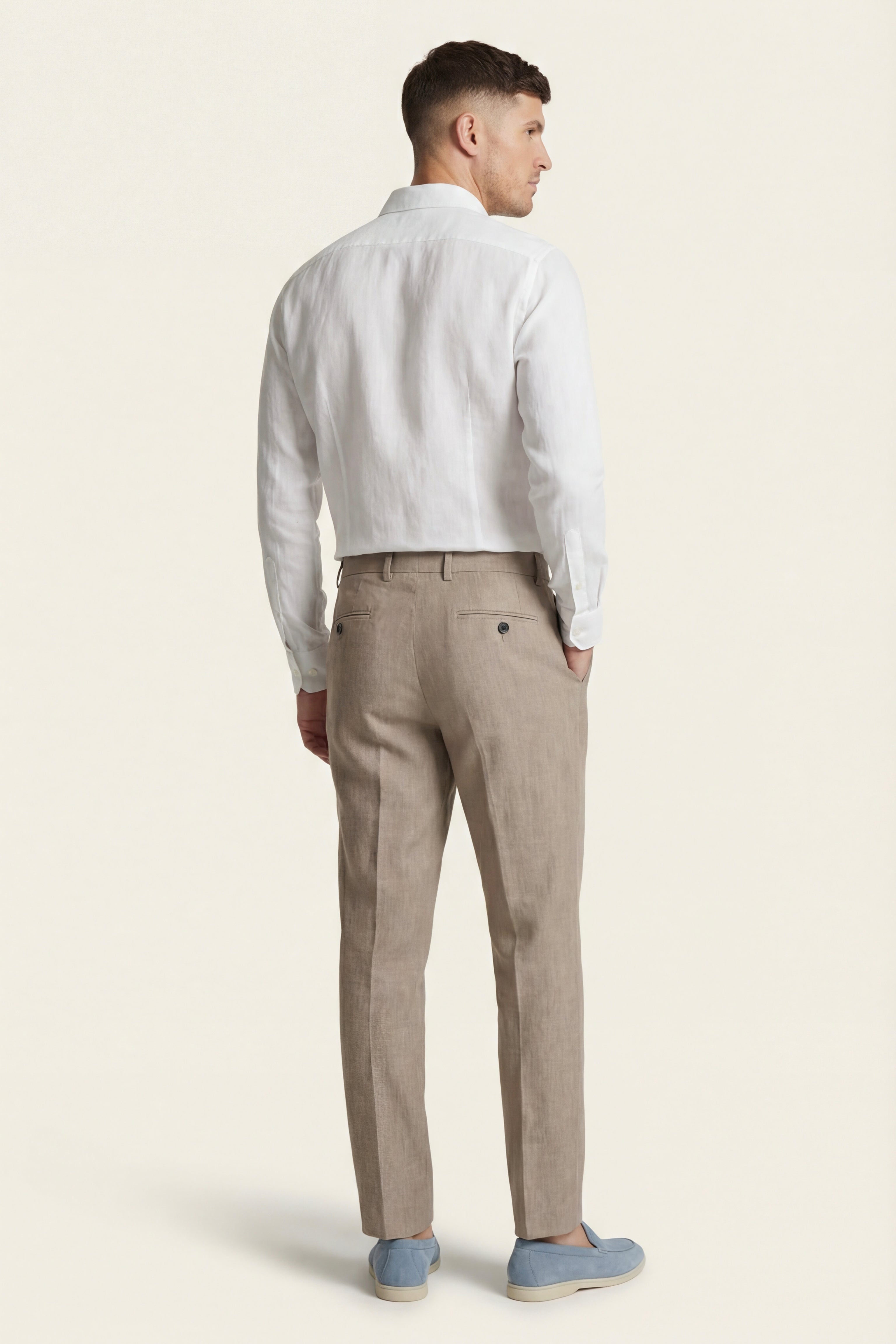 Pantaloni dritti in lino Cortona color sabbia