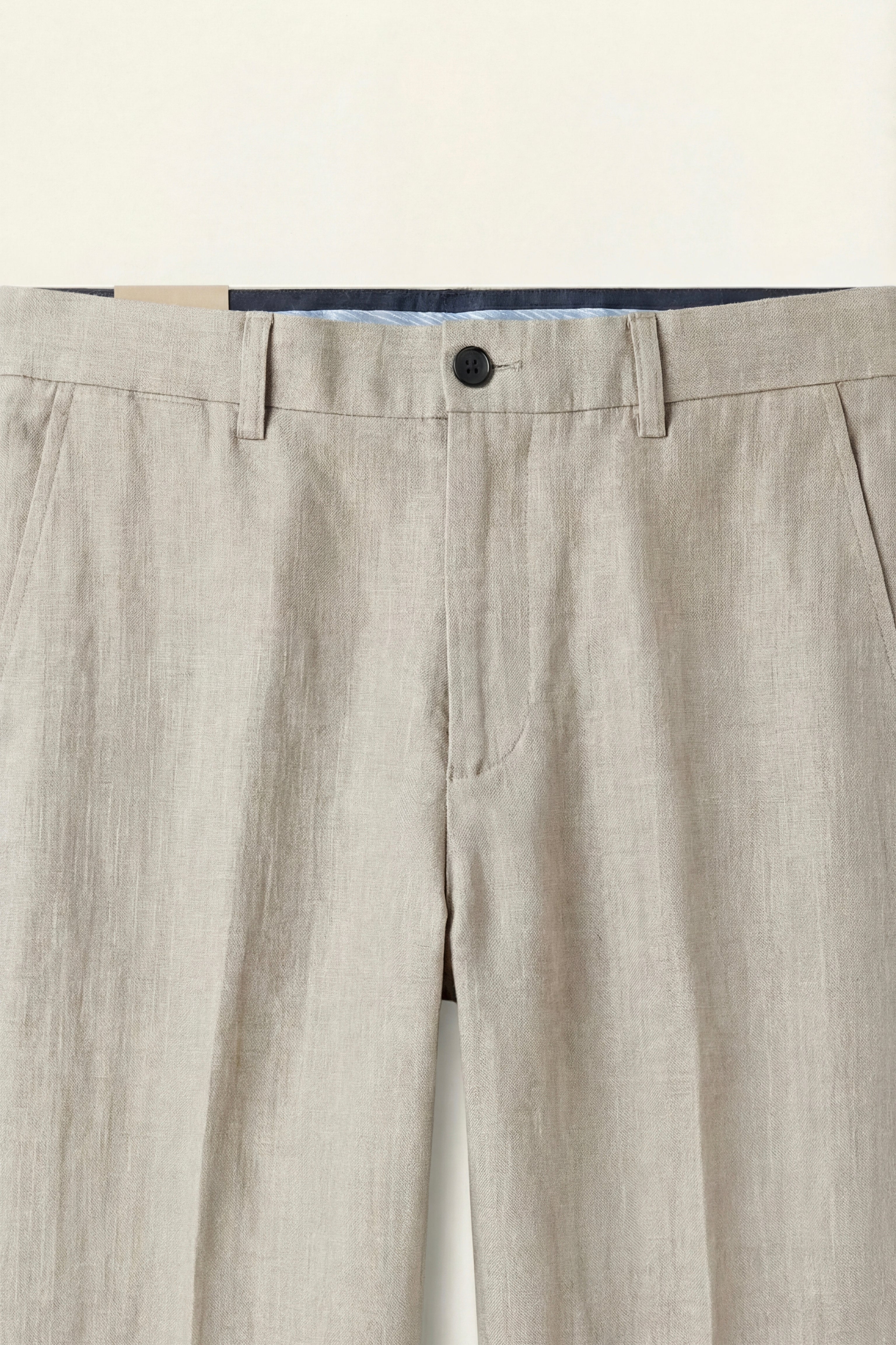 Cortona Lino Pantaloni Dritti Beige Chiaro
