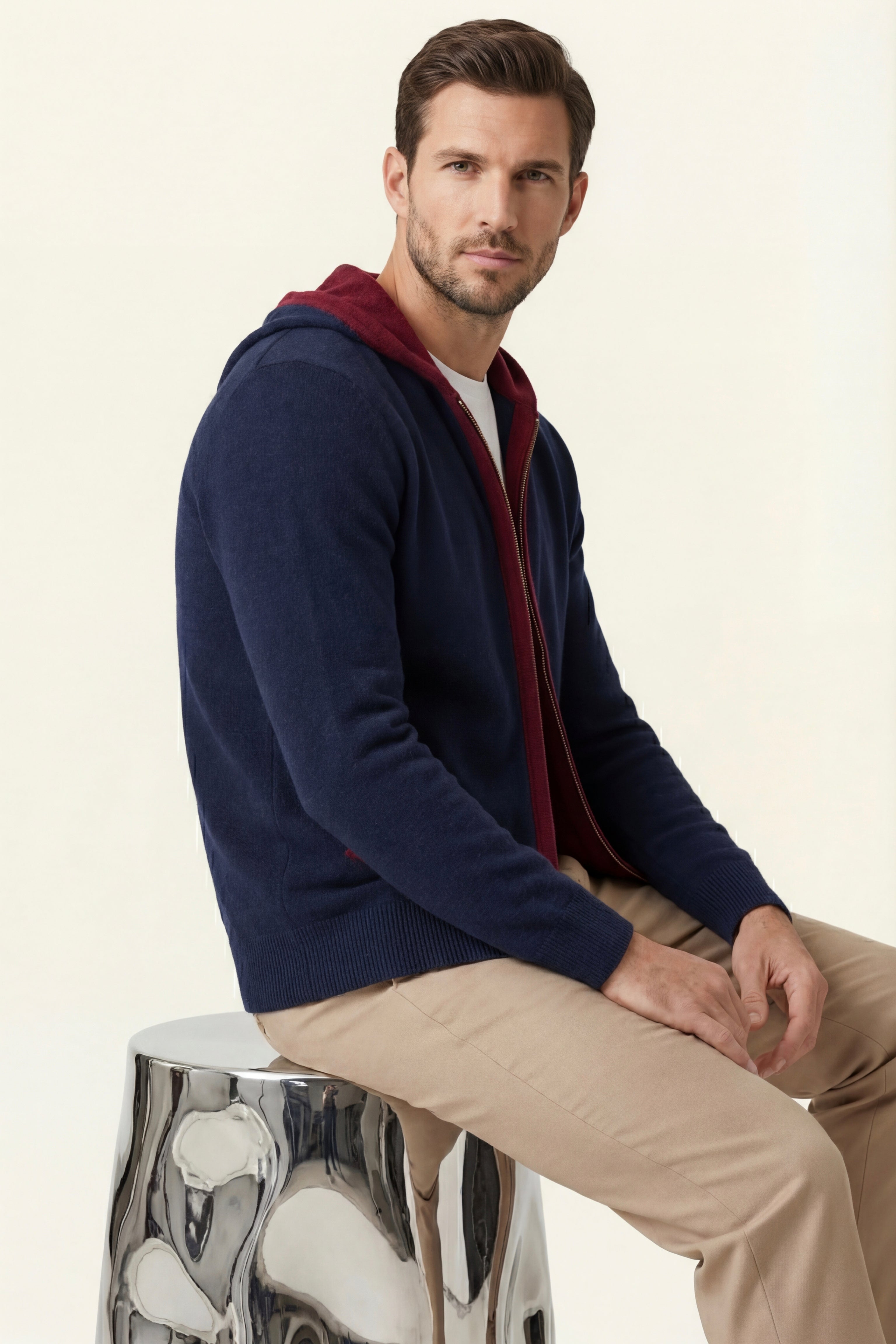 Sorano Cardigan con Cappuccio Navy