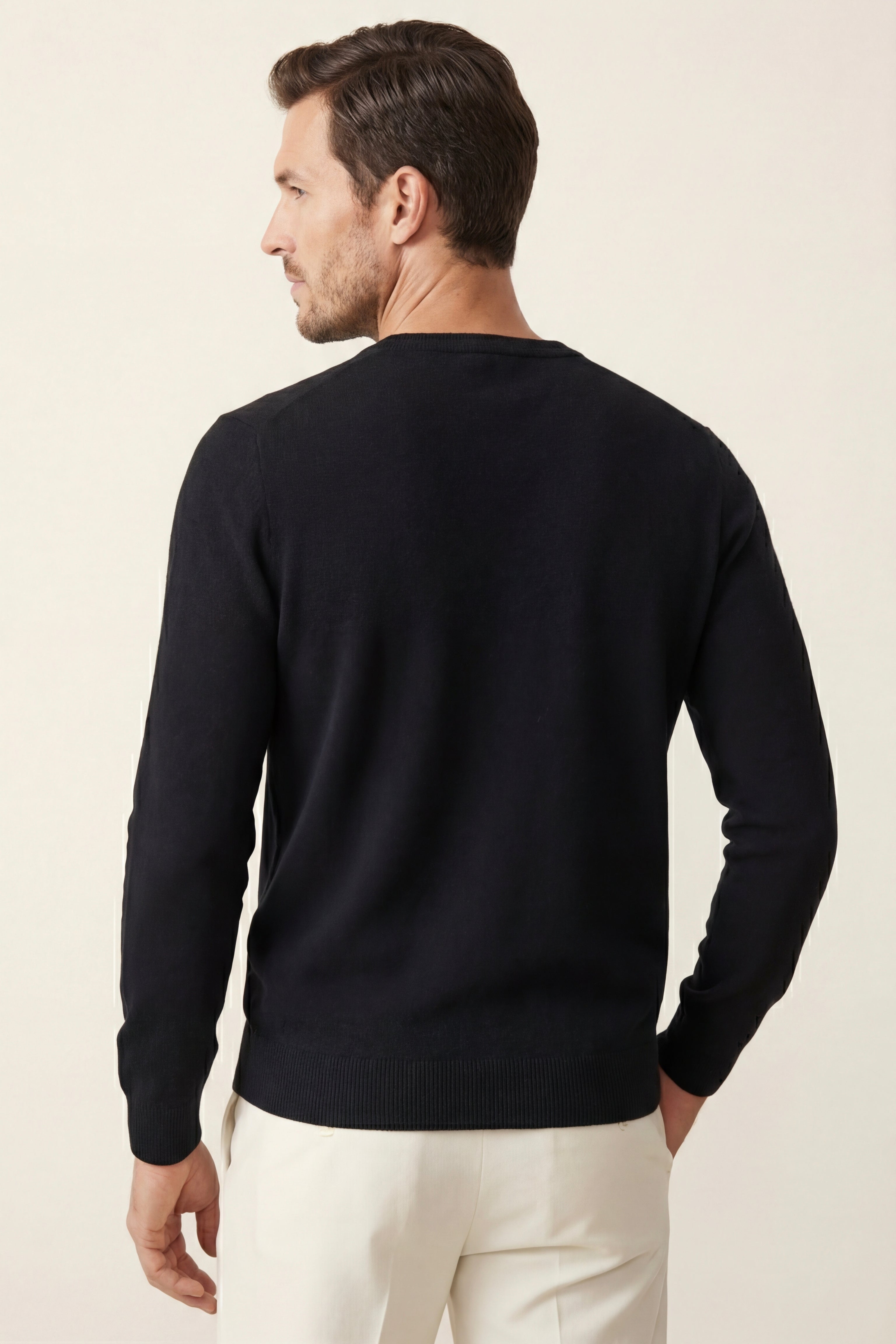 Maglione in maglia a V Merano nero