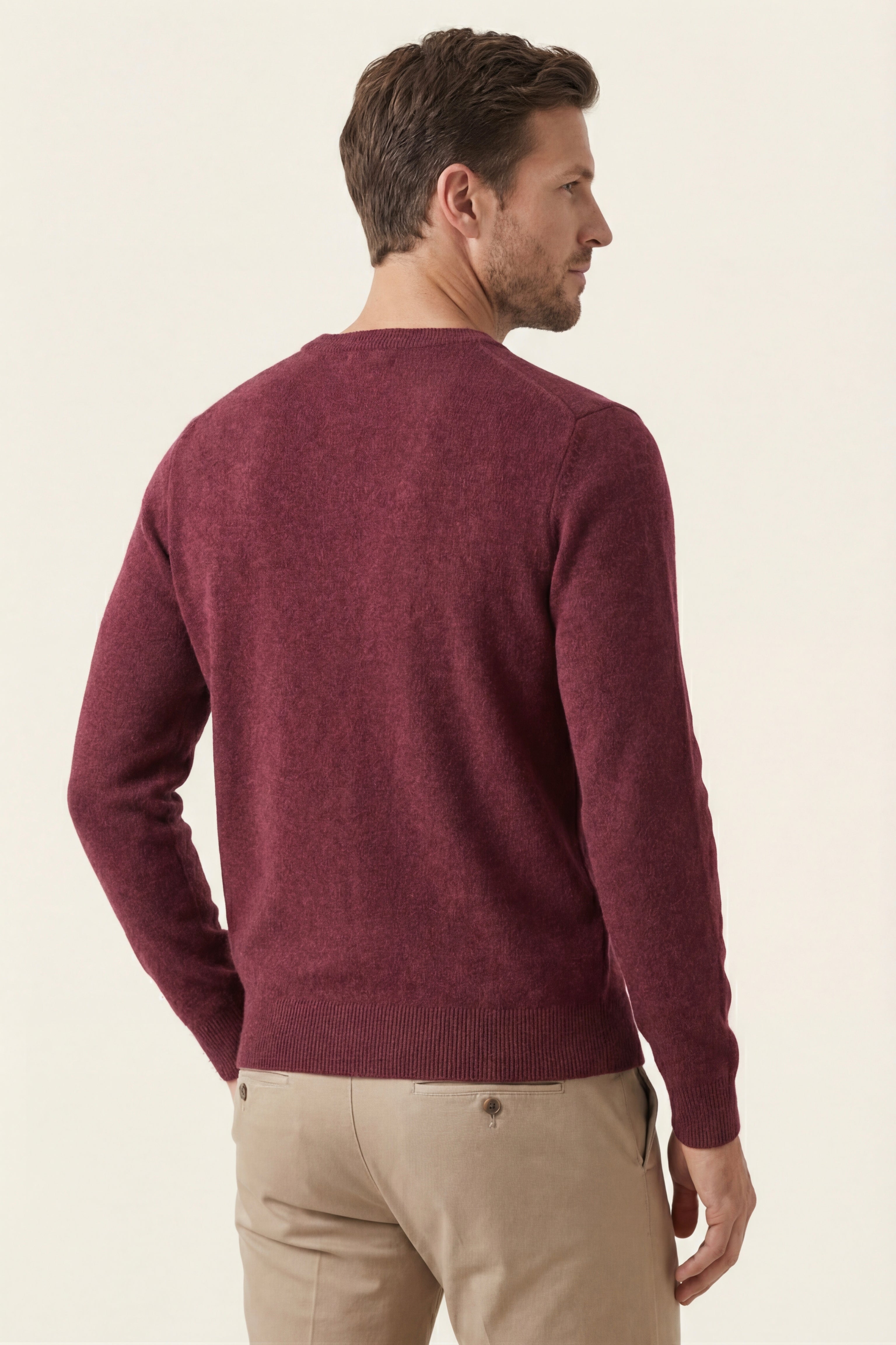 Merano Maglione Scollo a V Rosso Vino