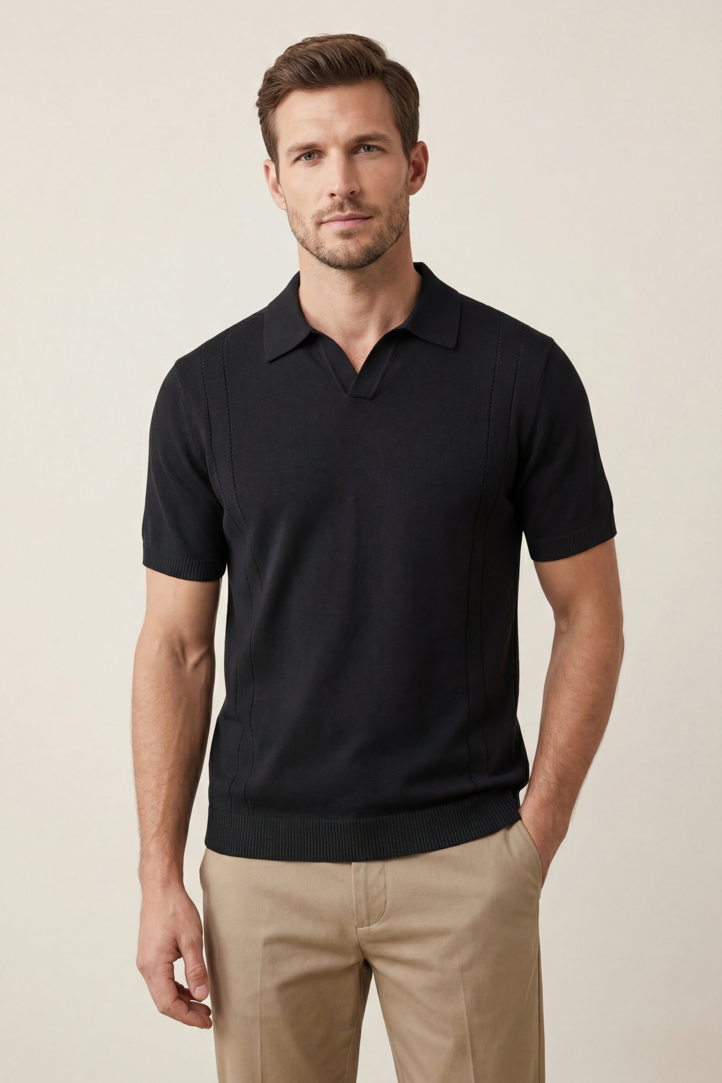 Lucera Structured Knit T-Shirt Black