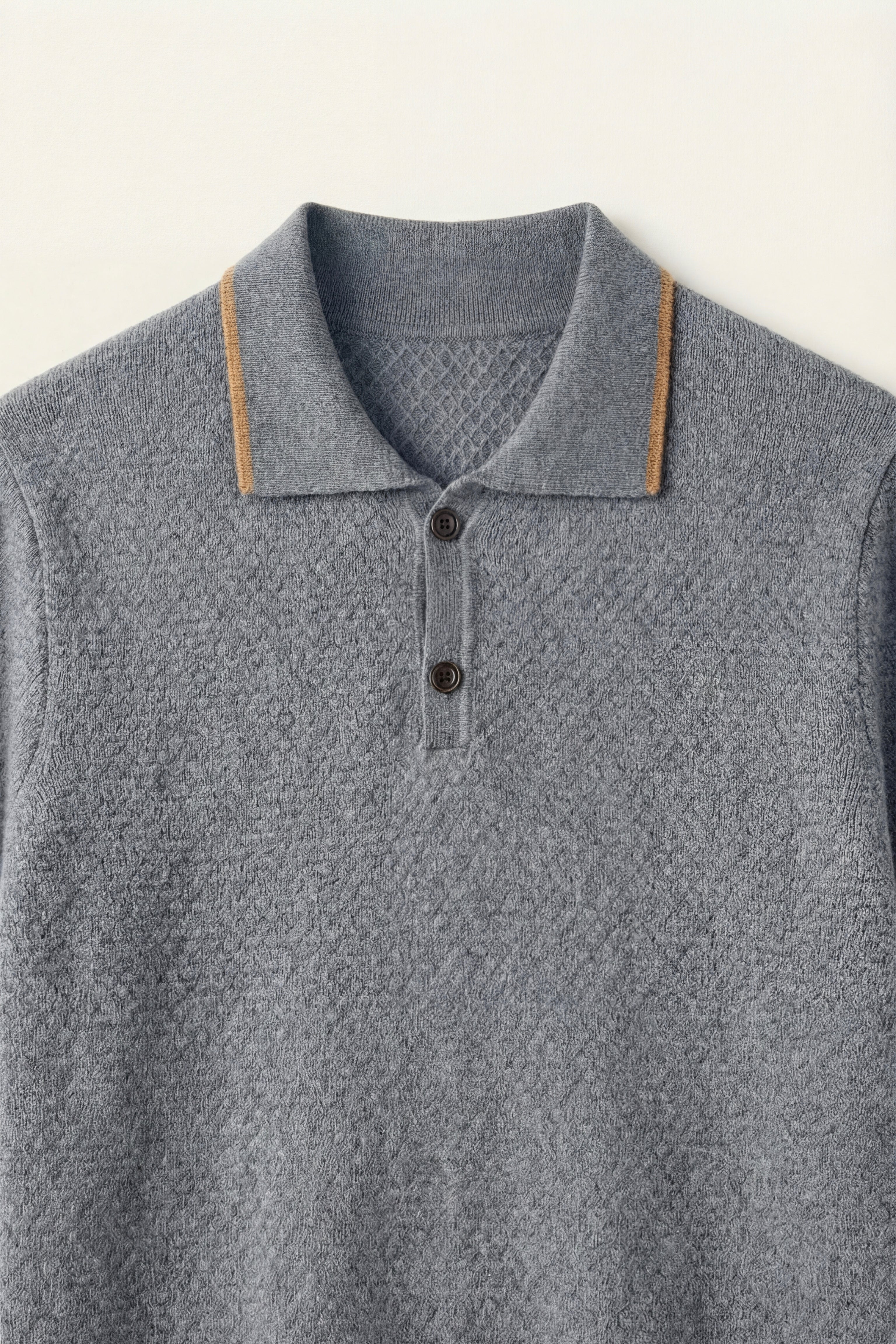 Prato Polo in maglia cashmere blu cenere