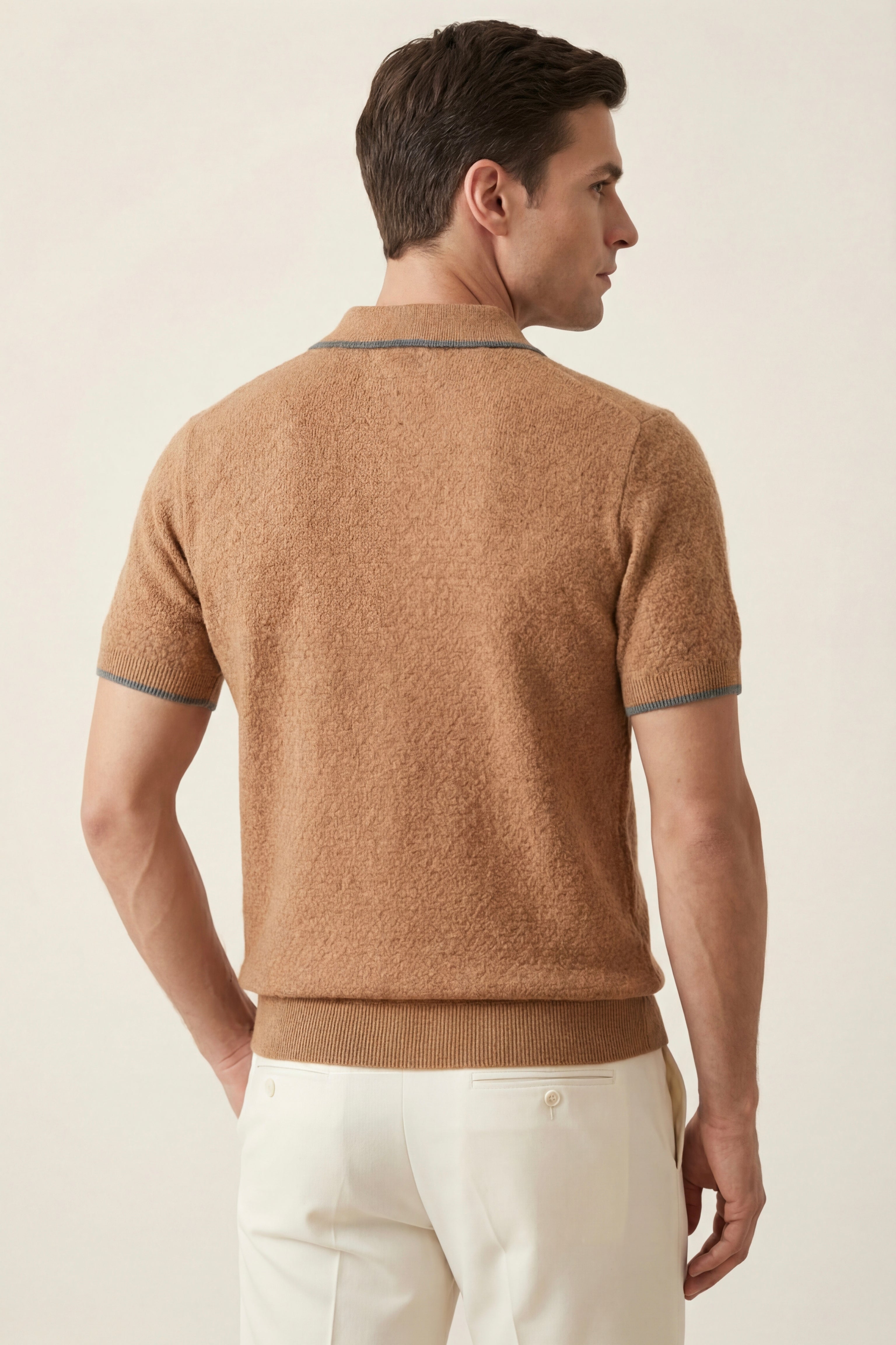 Polo in maglia di cashmere Prato color cachi