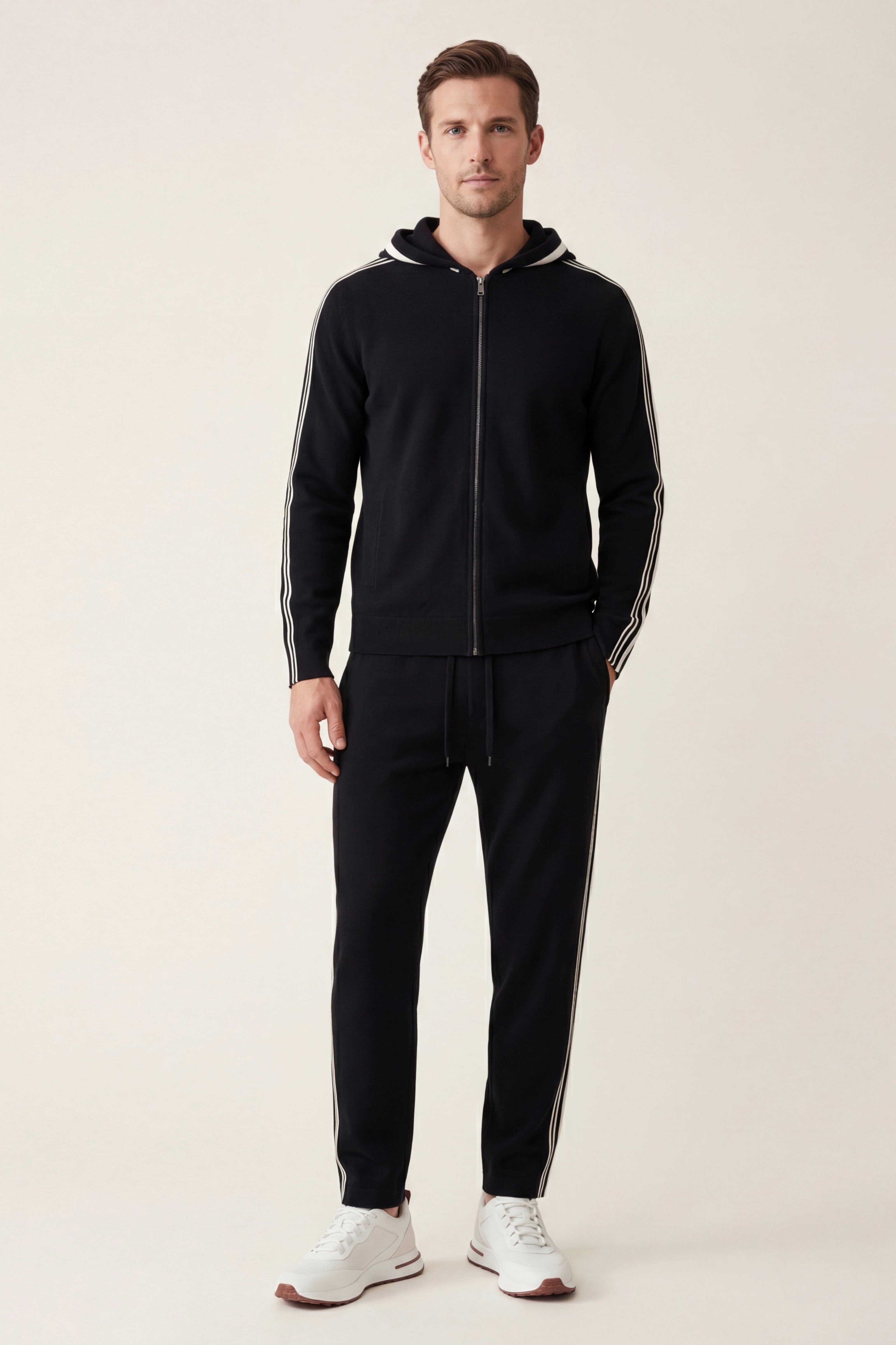 Giancarlo Hooded Zip Set Black