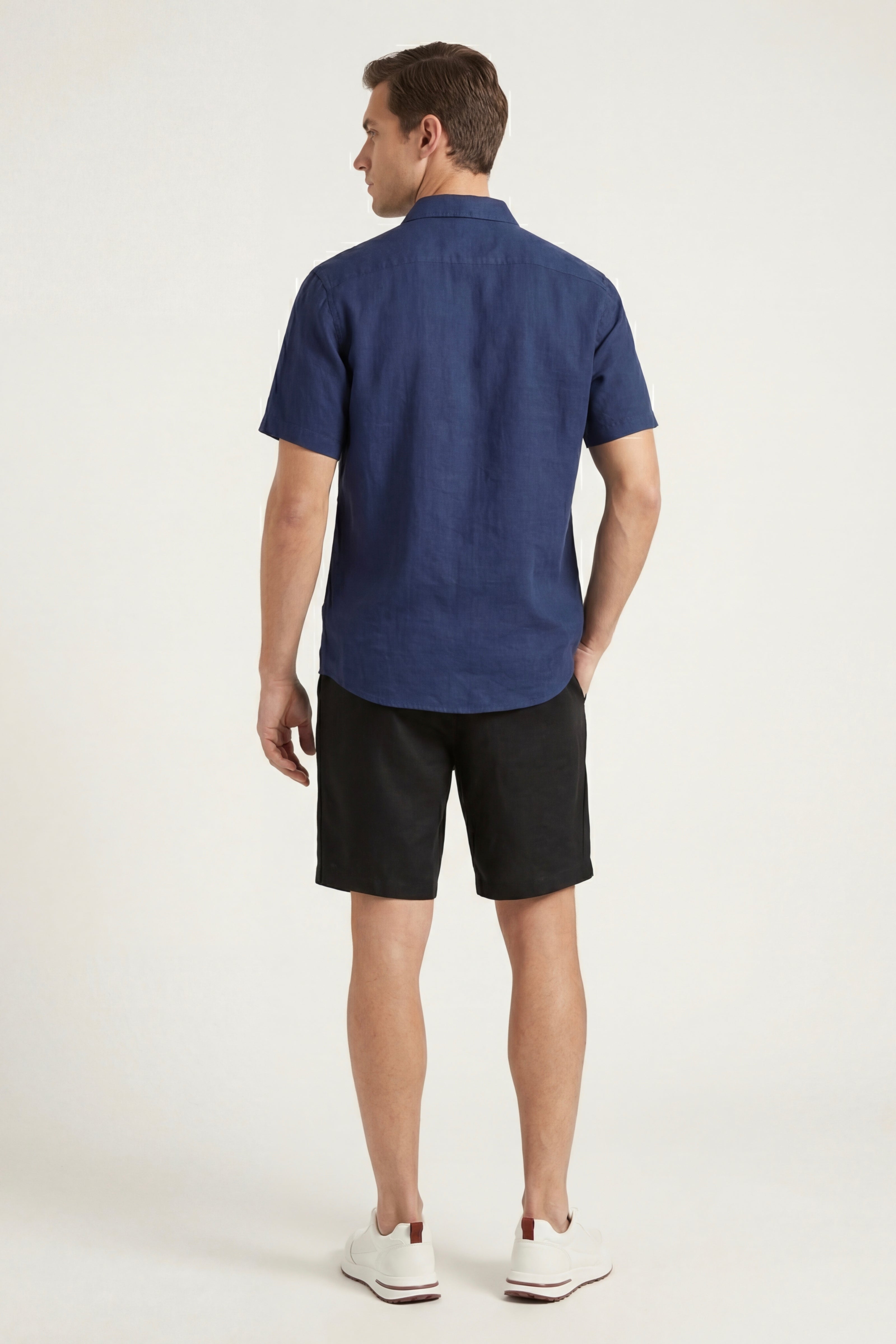 Camicia e pantaloncini in lino Verona Blu Navy/Nero