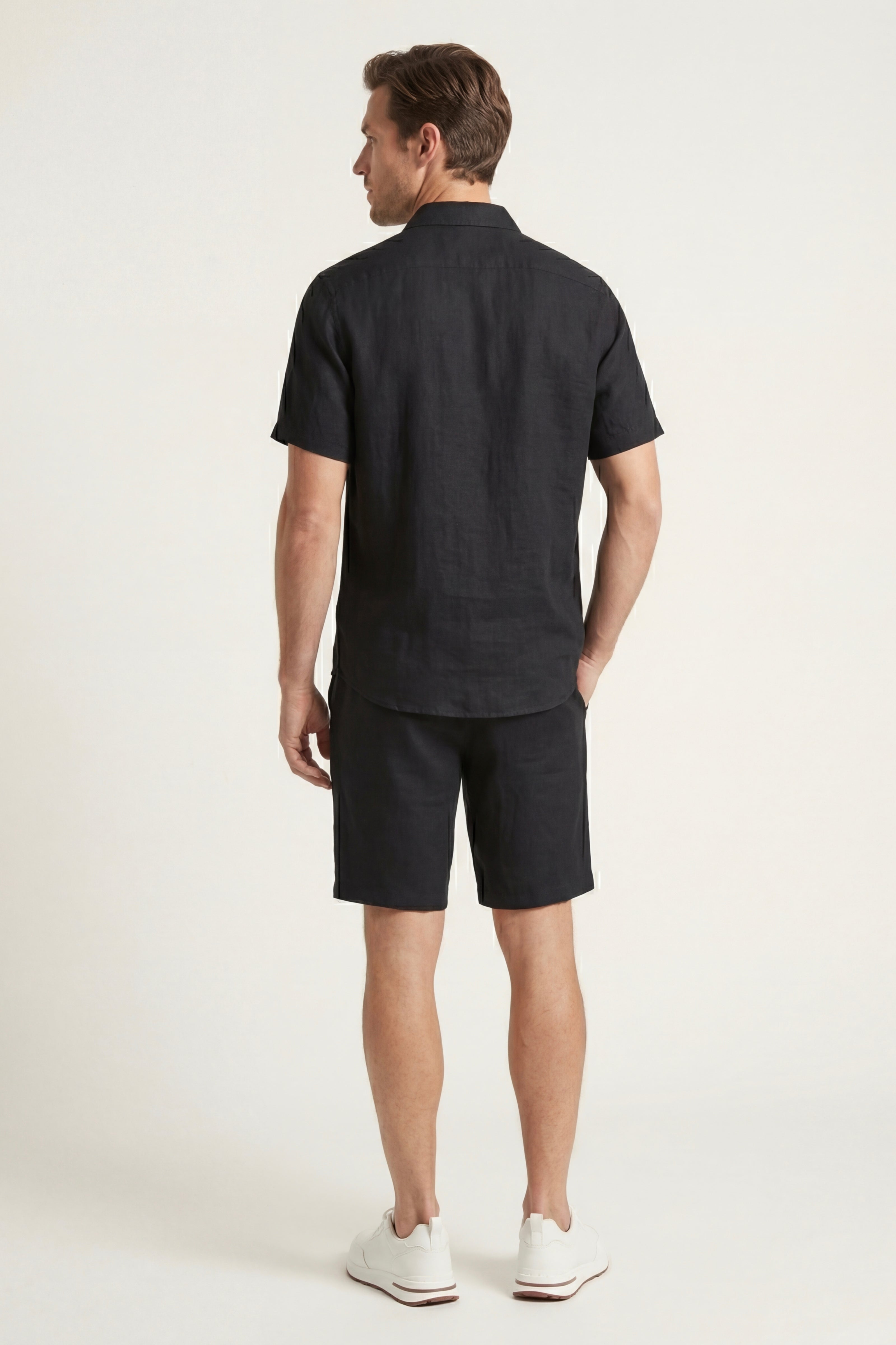 Camicia e pantaloncini in lino Verona neri