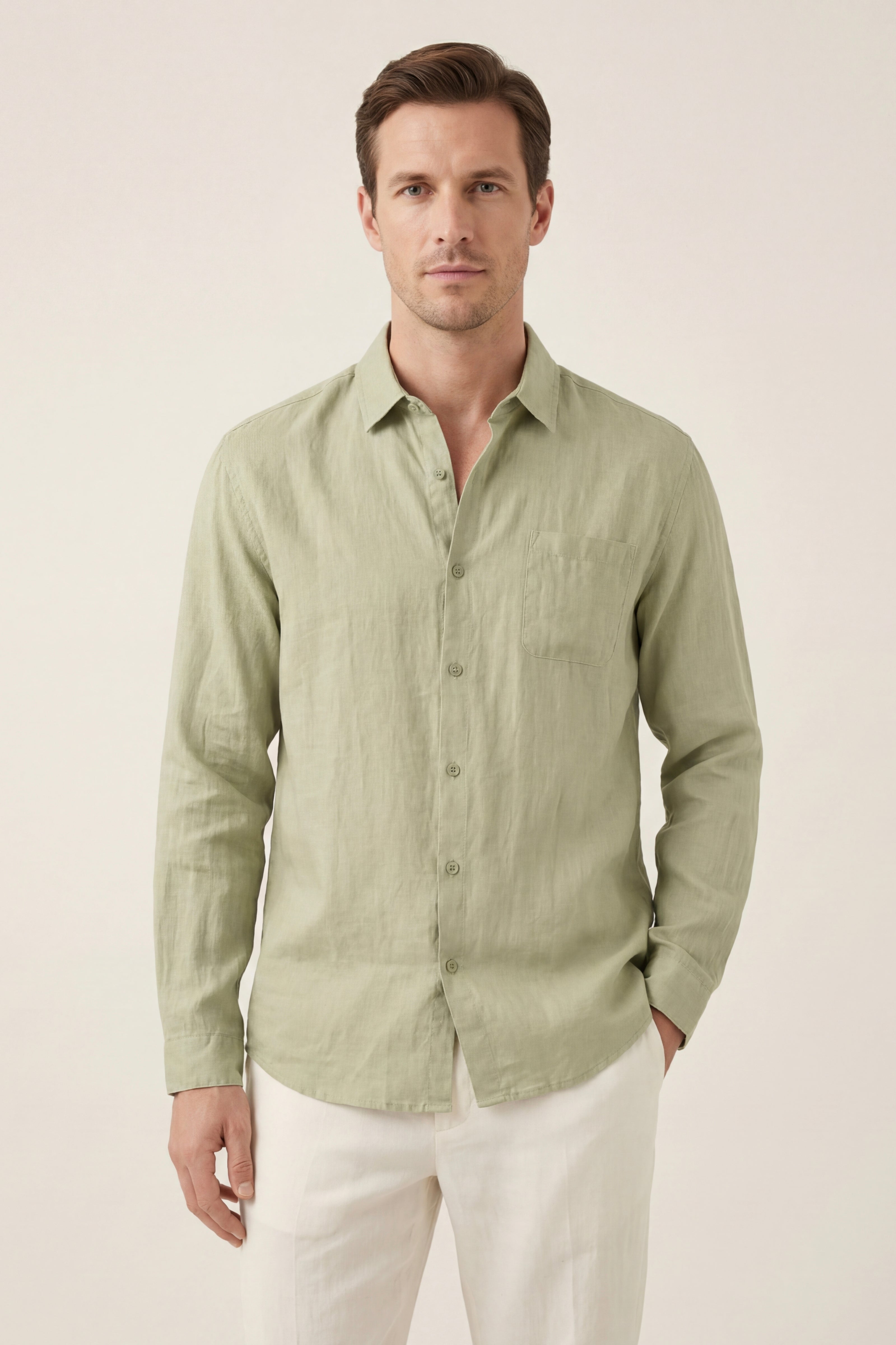Camicia di Lino Torino Verde Menta