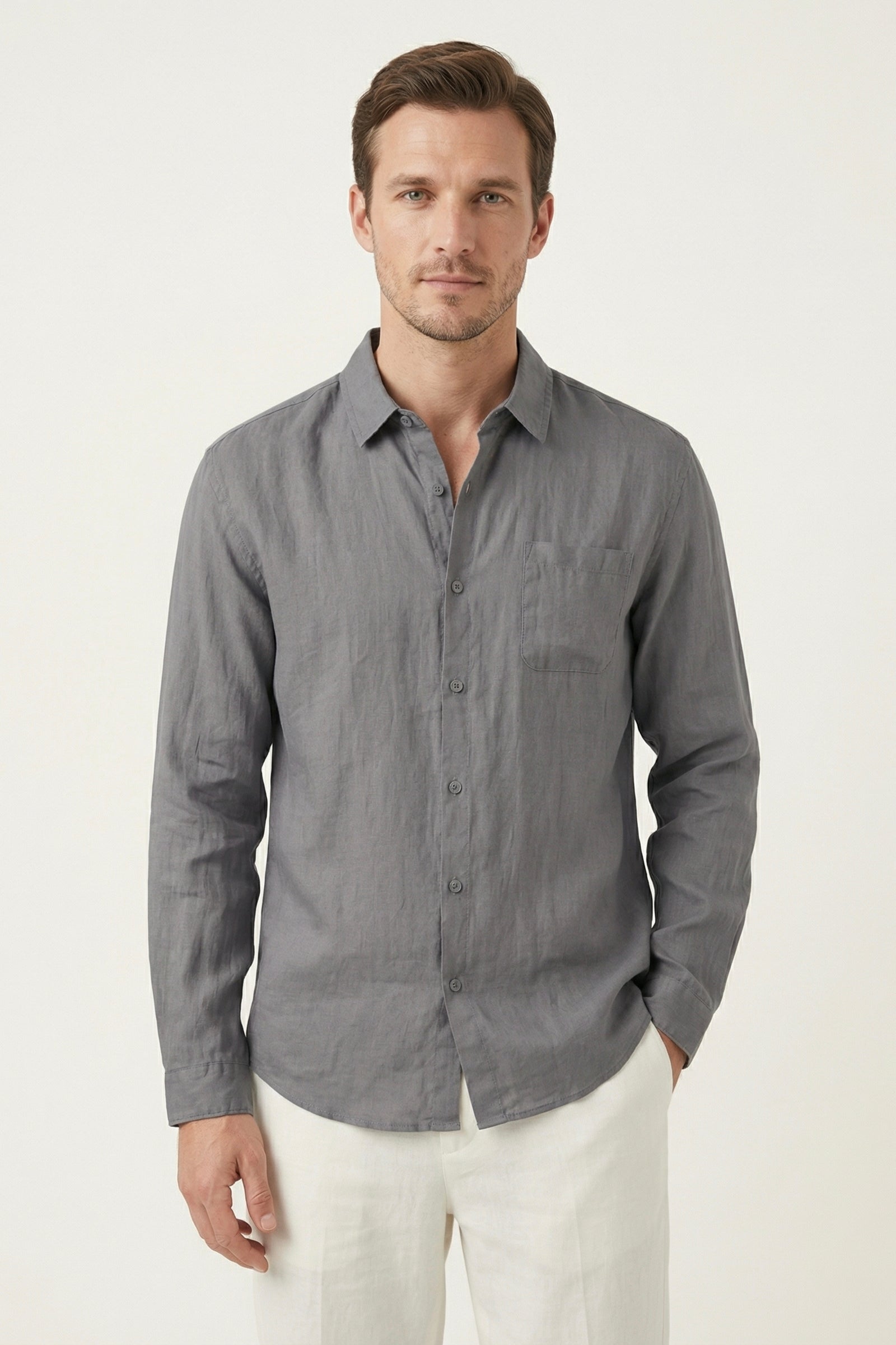 Torino Linen Shirt Grey