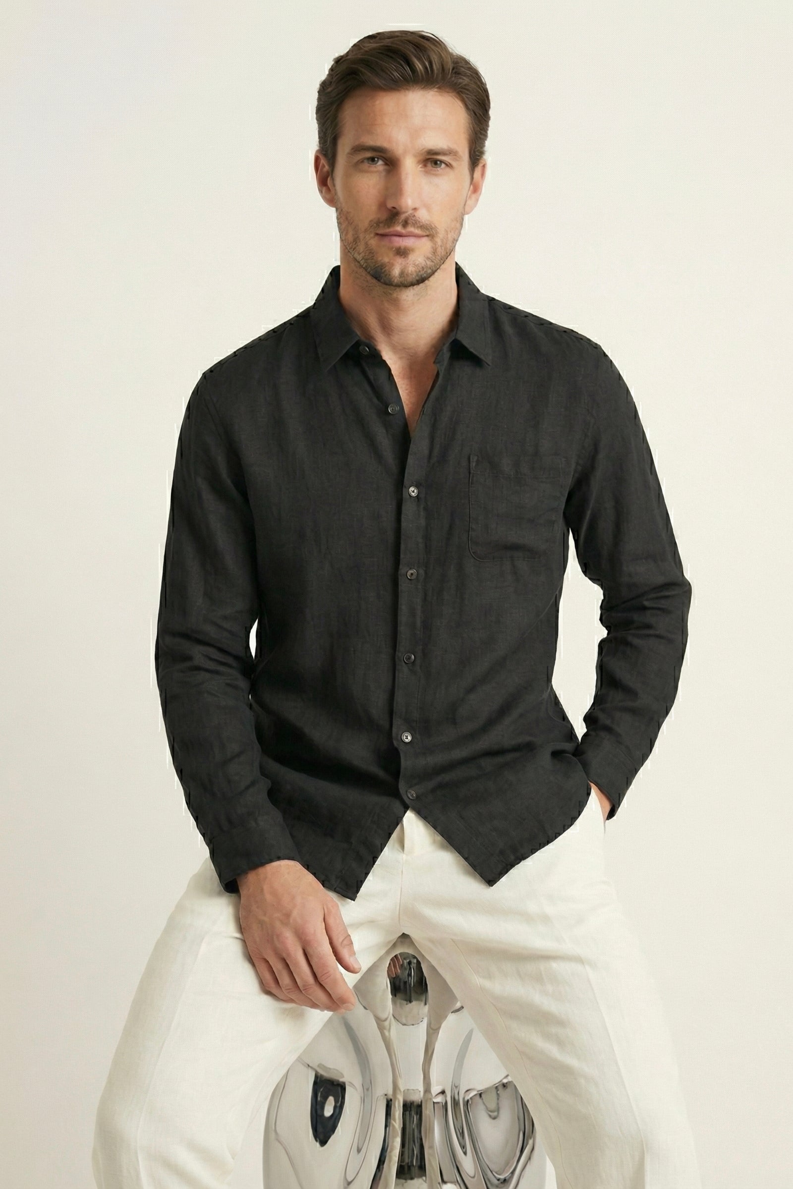 Camicia di Lino Torino Nera