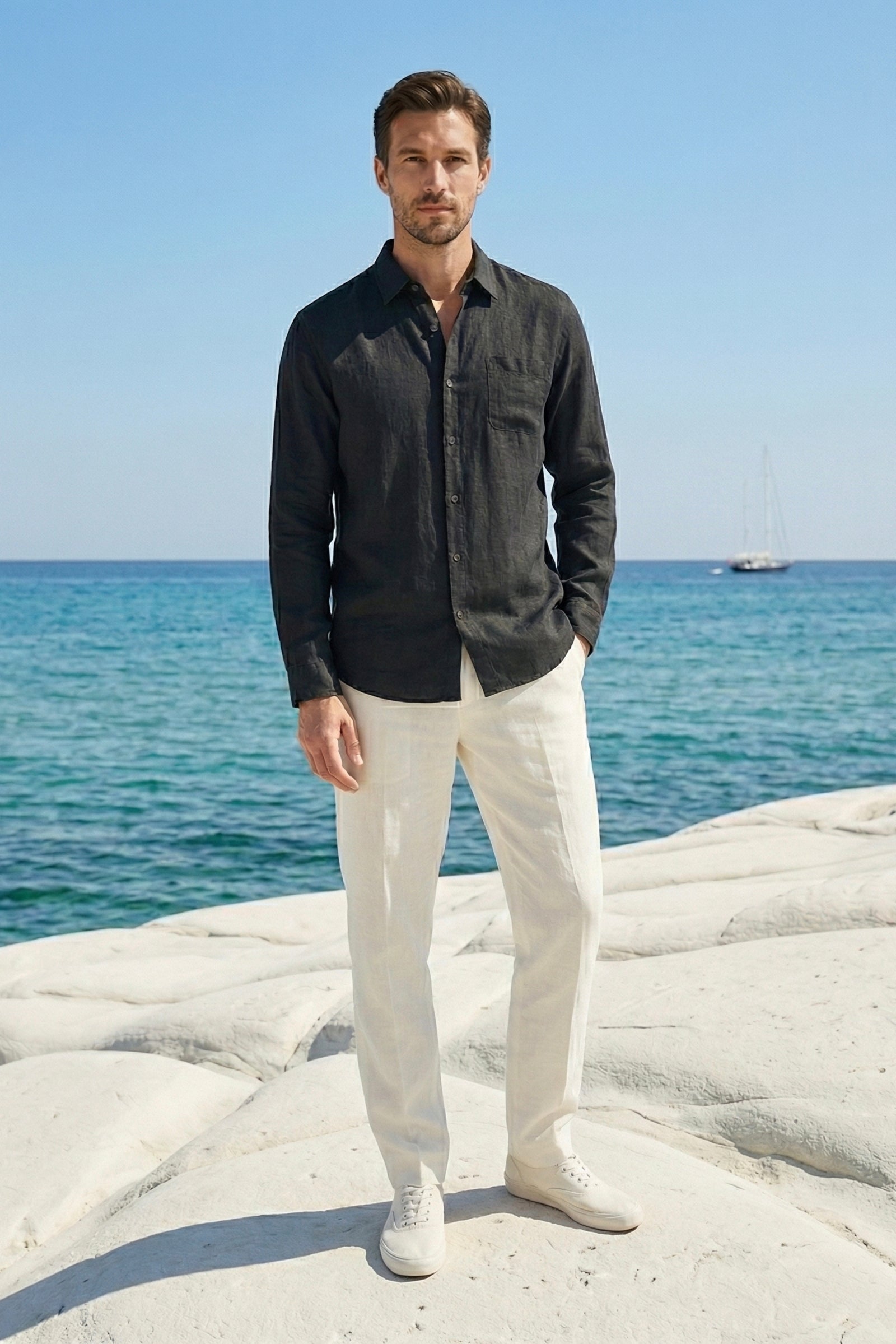 Camicia di Lino Torino Nera