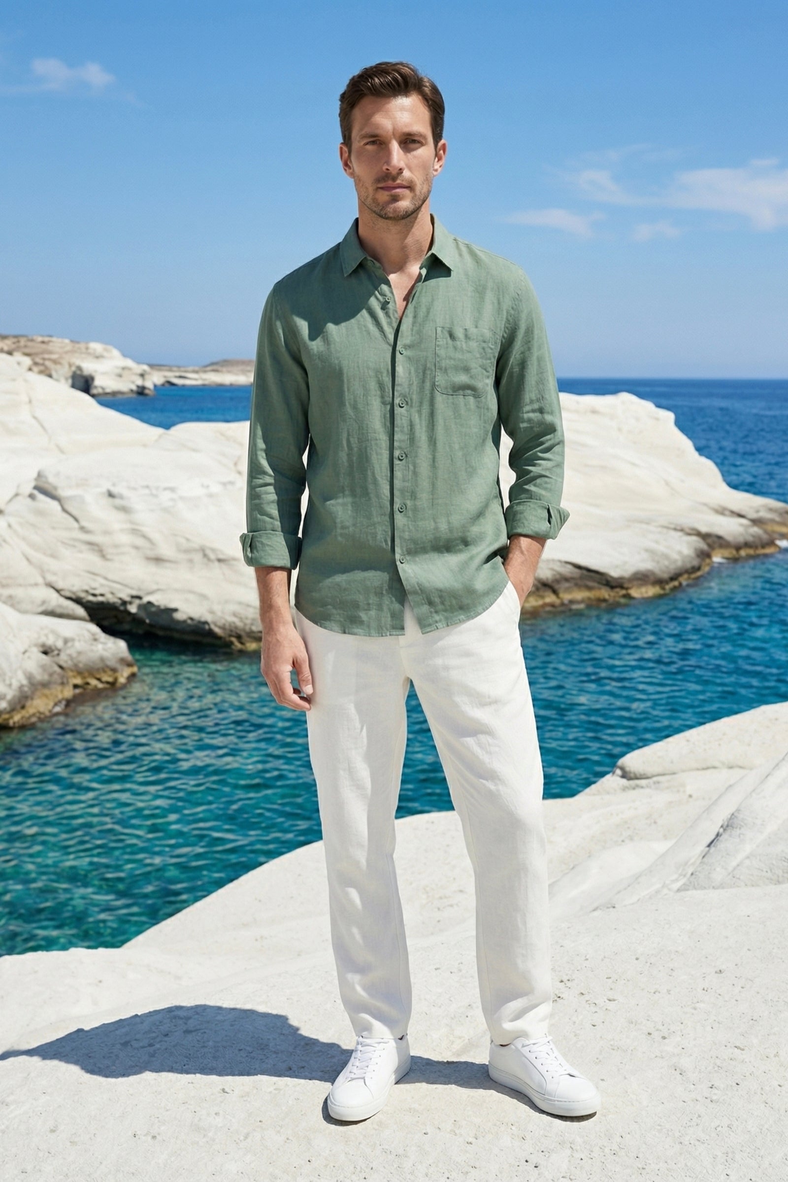 Camicia di Lino Torino Verde