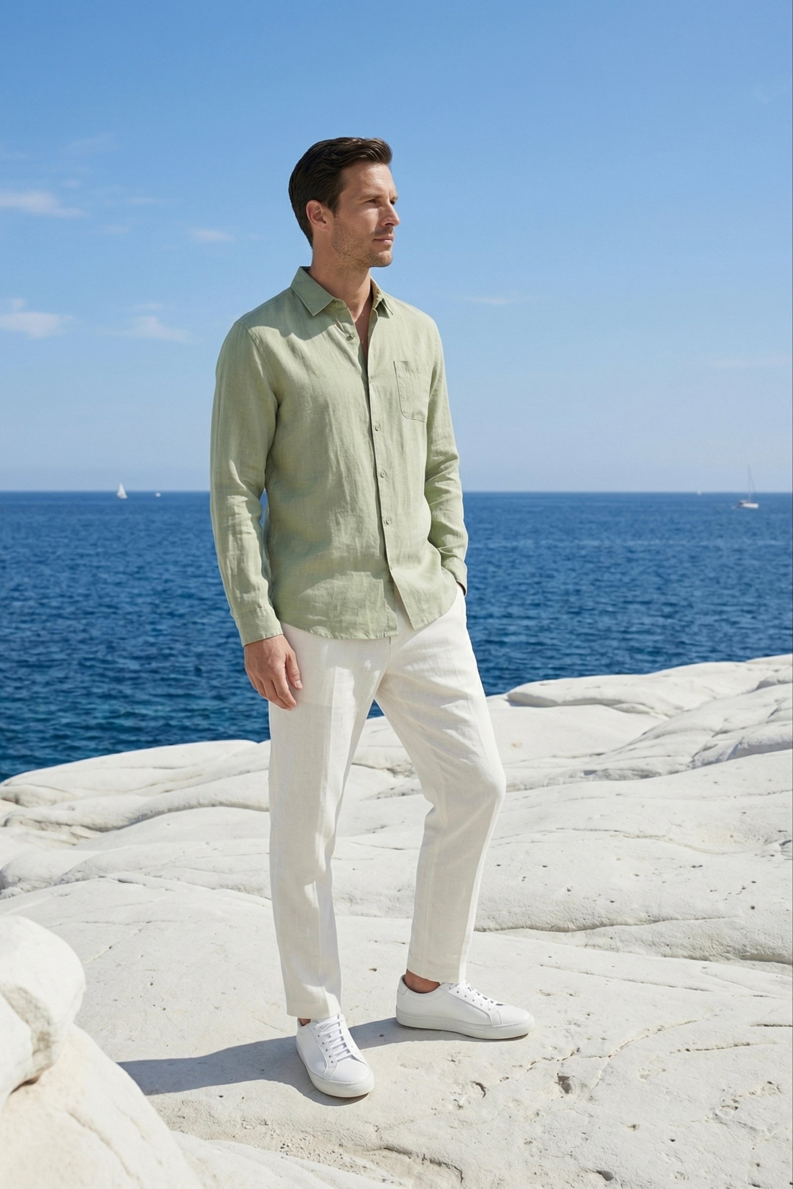 Camicia di Lino Torino Verde Menta