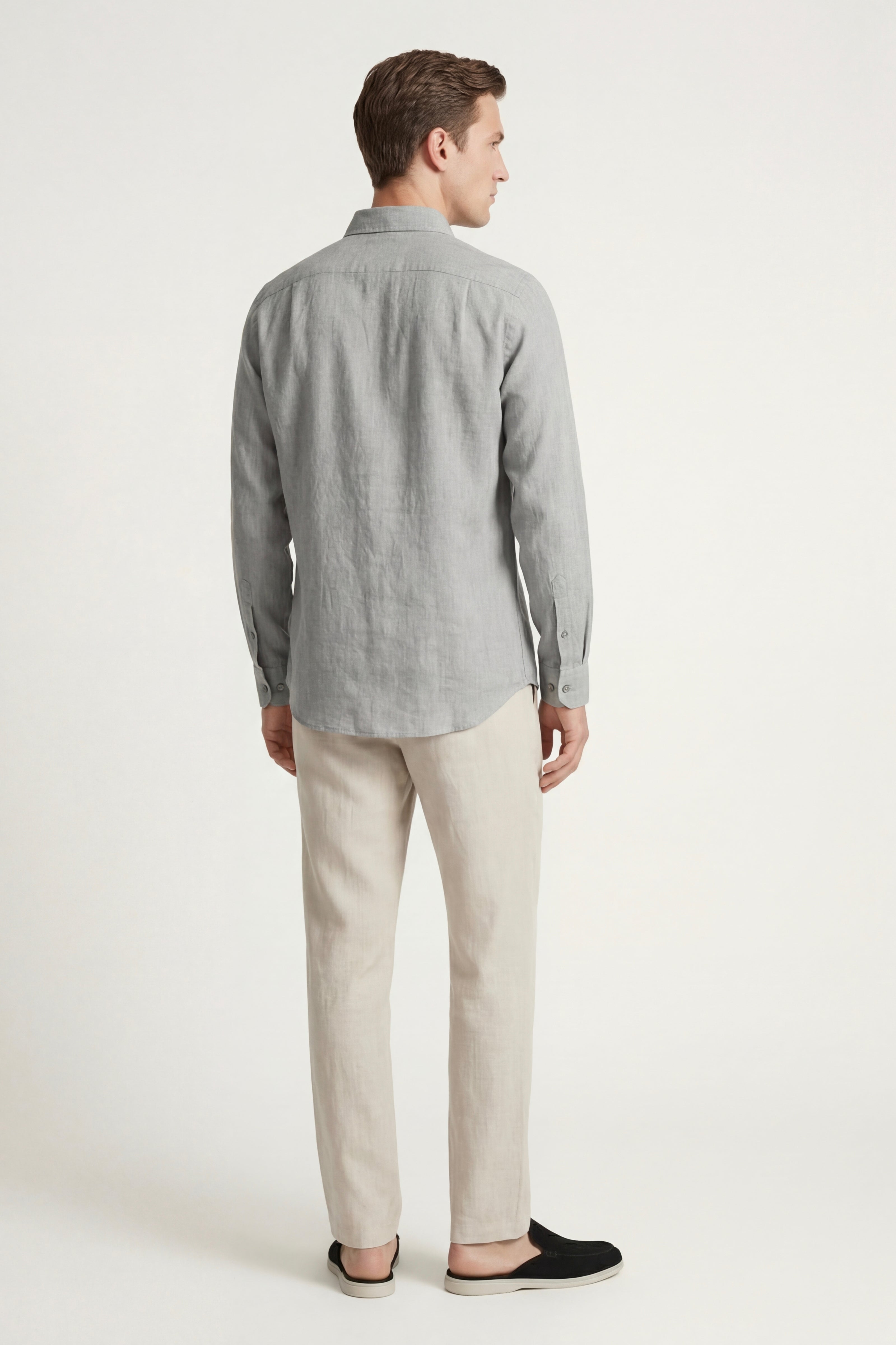 Completo in Lino Pisa a Maniche Lunghe Grigio/Beige