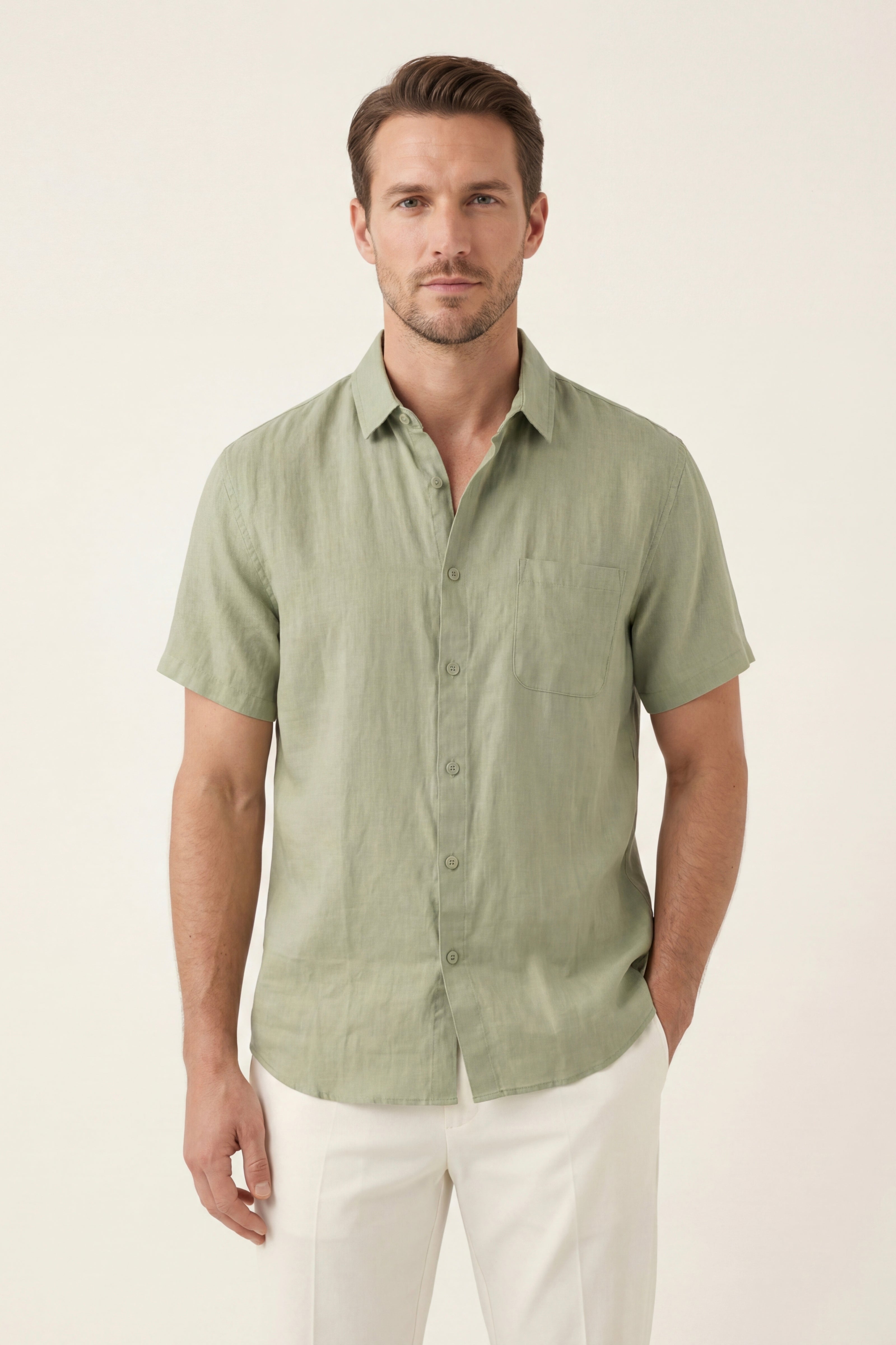 Vicenza Lino Maniche Corte Verde Menta