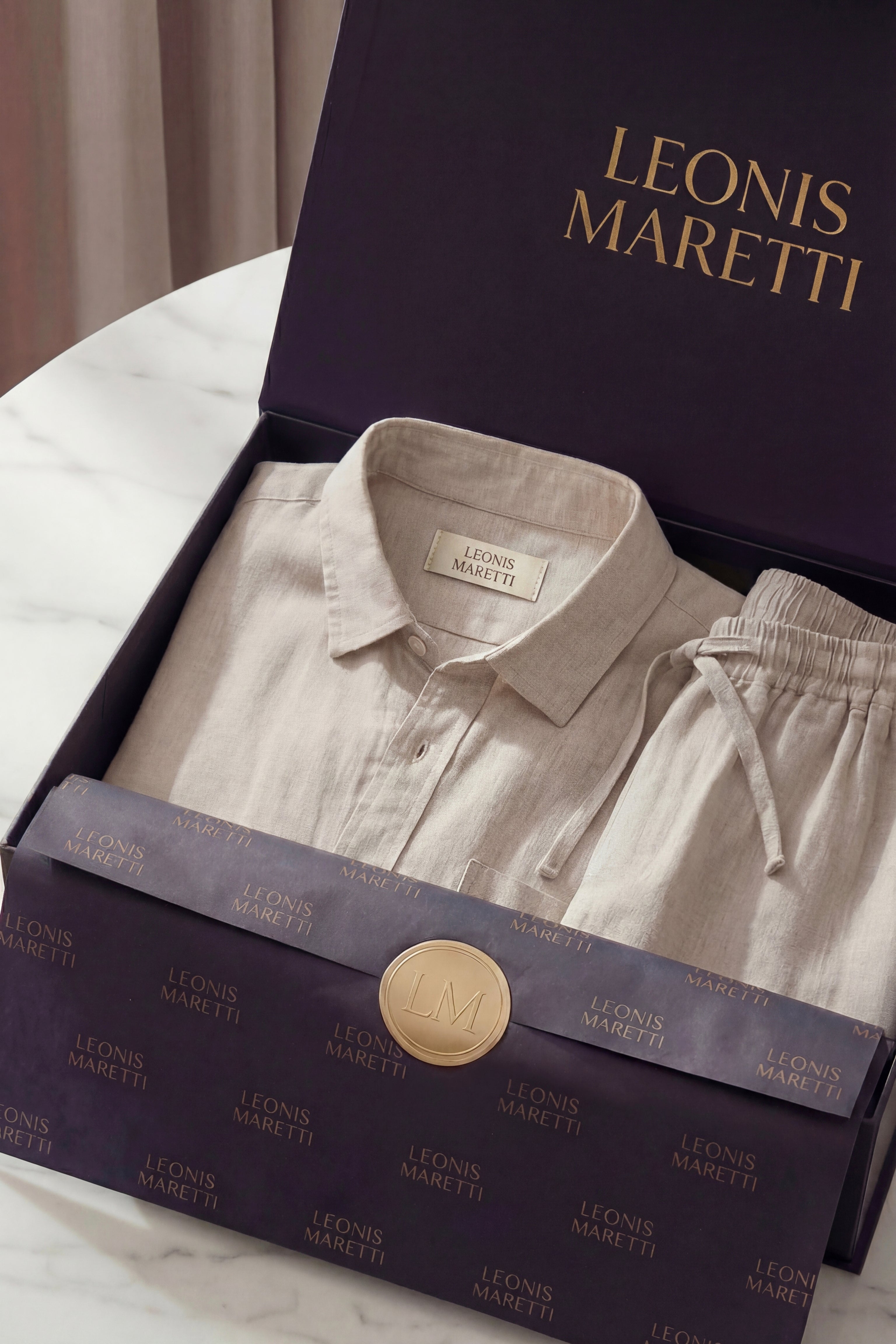 Camicia e Pantaloncini in Lino Verona Beige