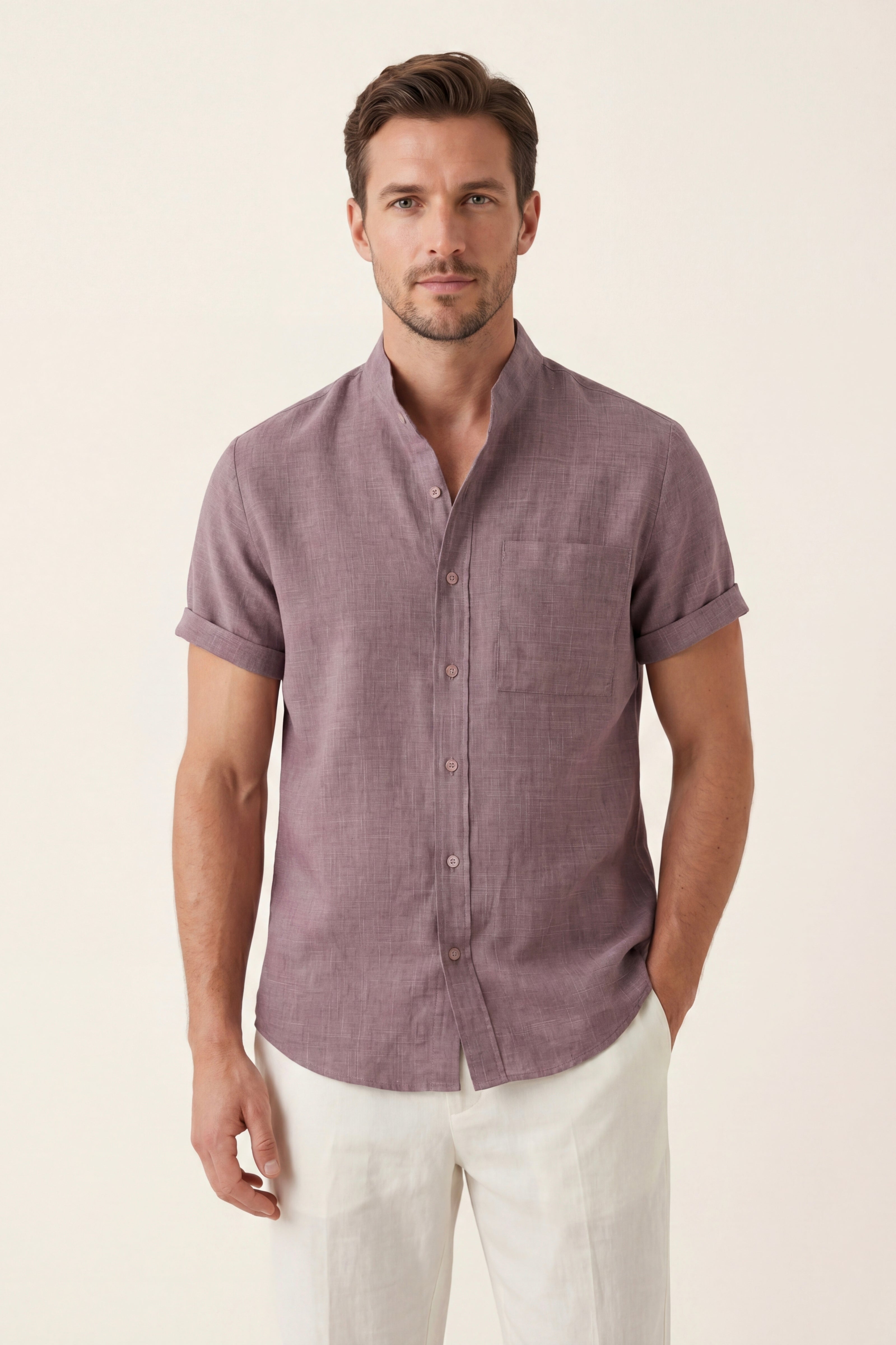 Treviso Lino Manica Corta Viola