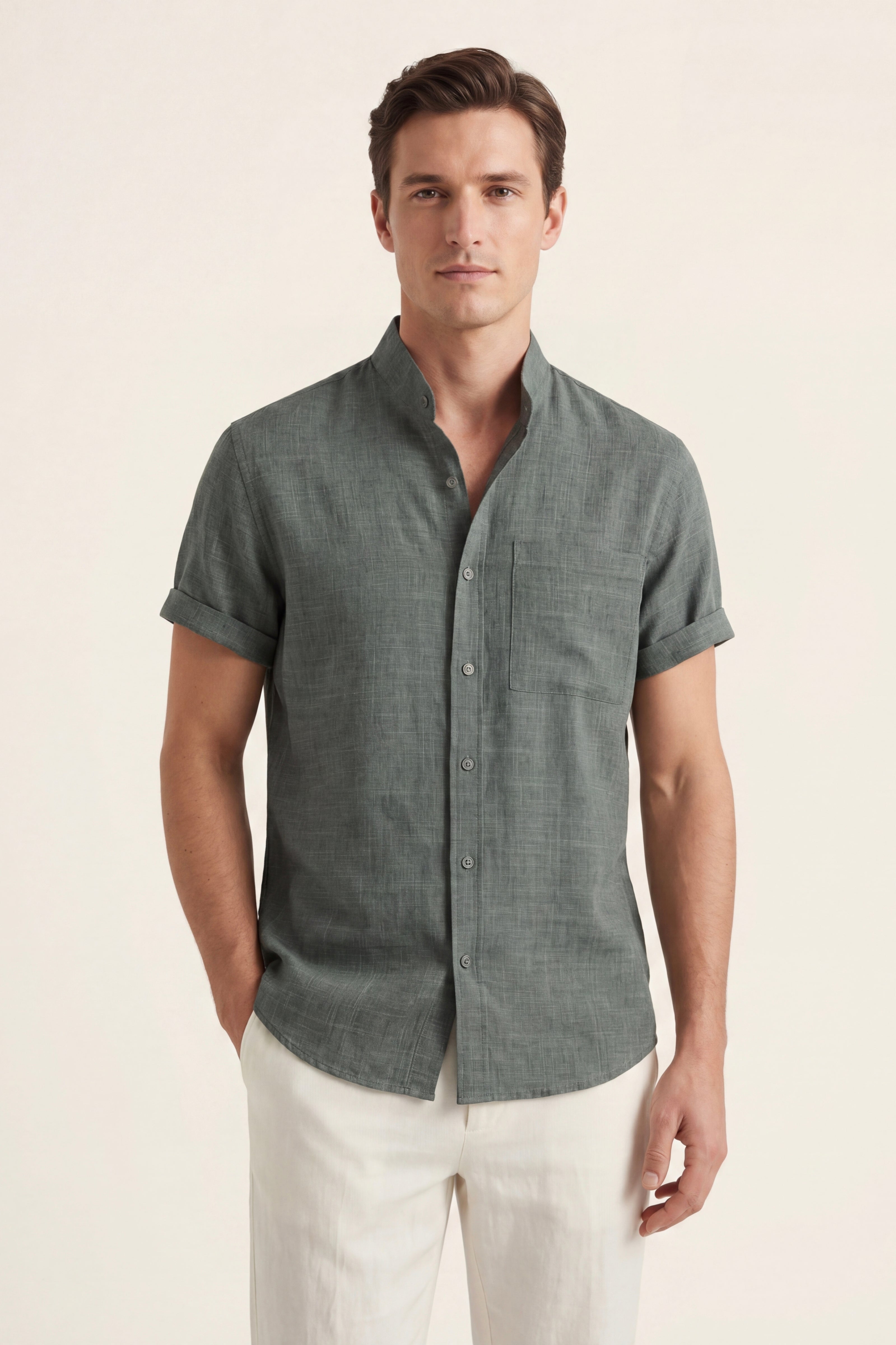 Treviso Linen Short Sleeve Grey