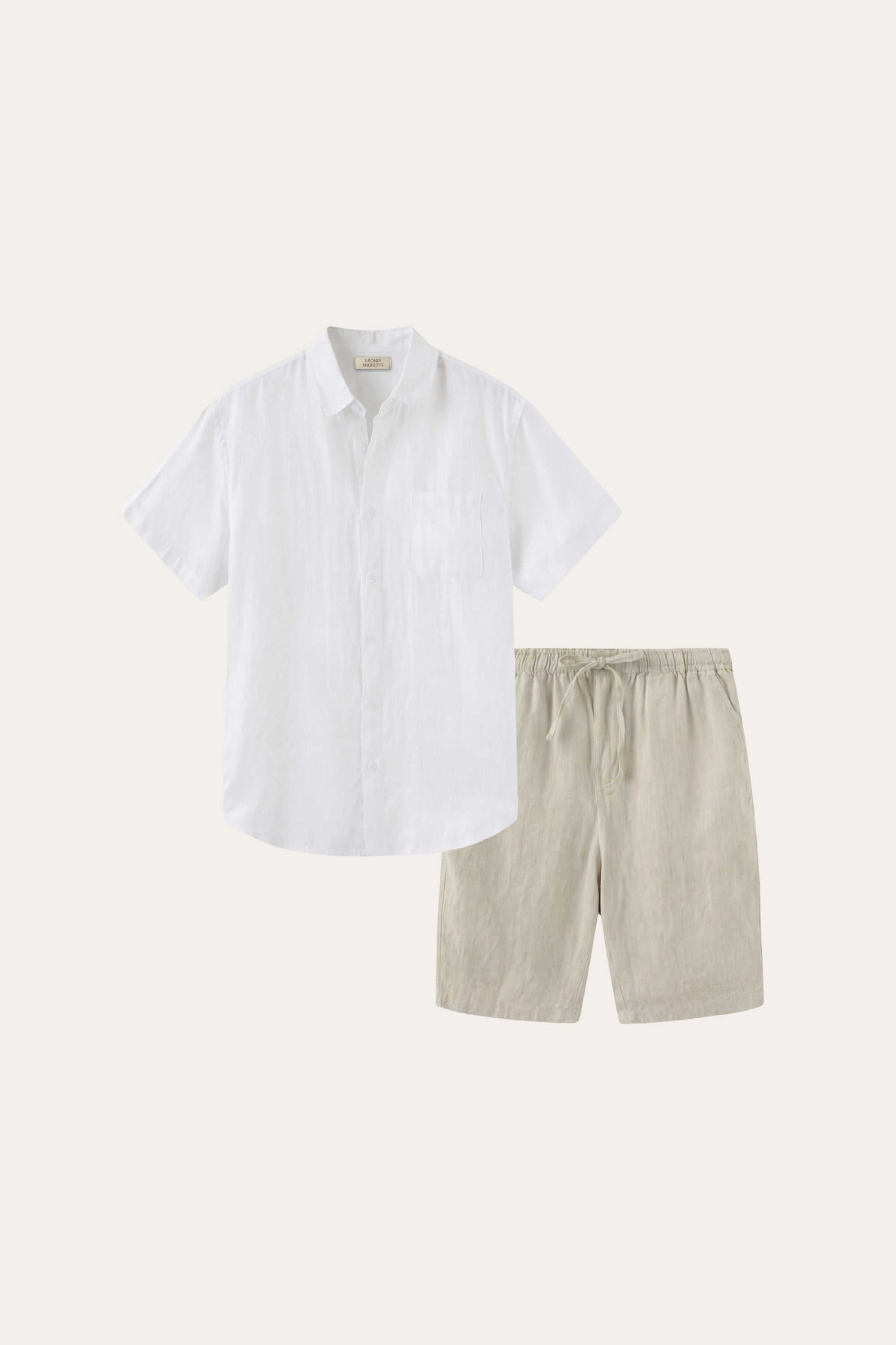 Camicia e Pantaloncini in Lino Verona Bianco/Beige