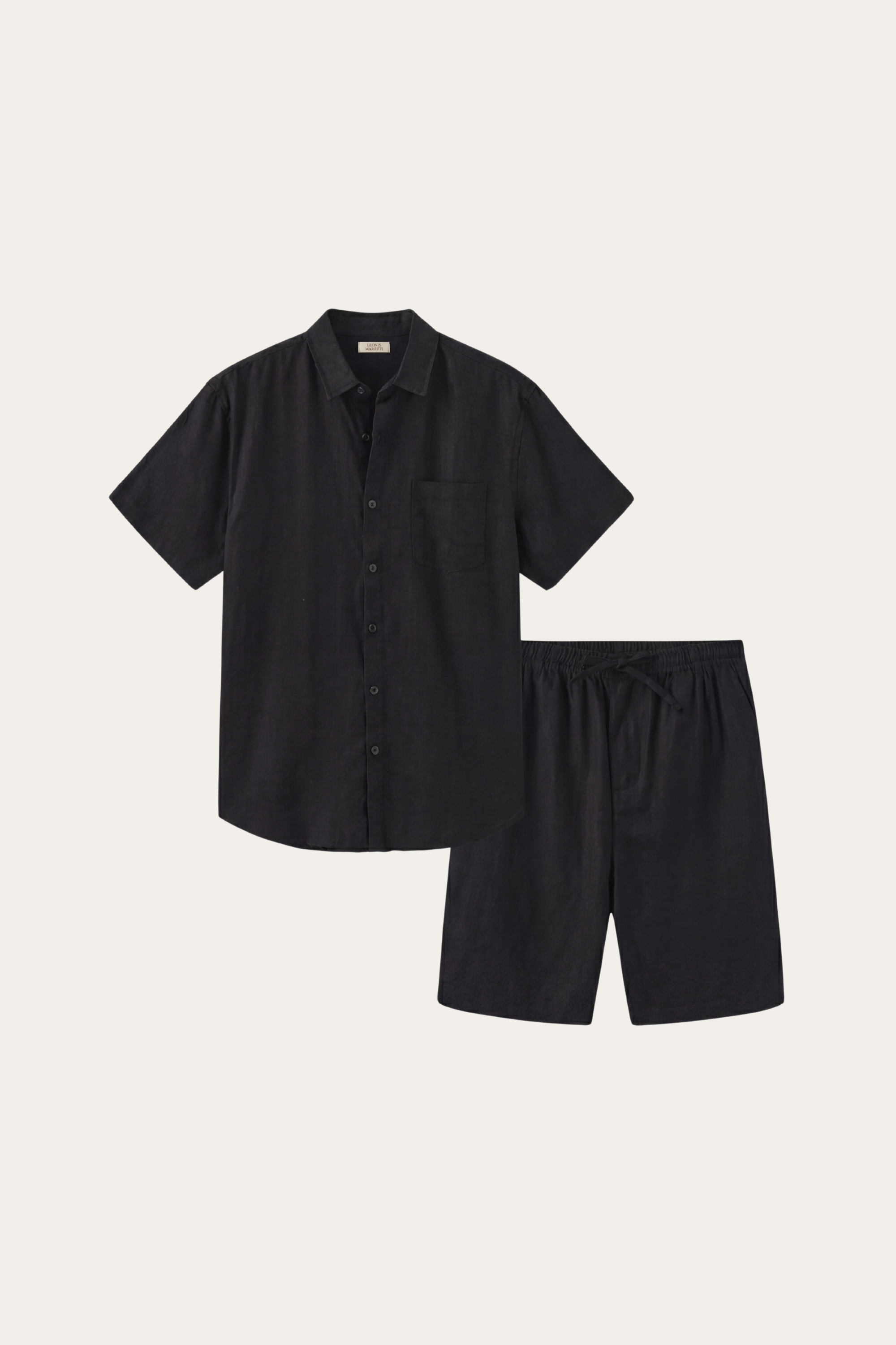Camicia e pantaloncini in lino Verona neri